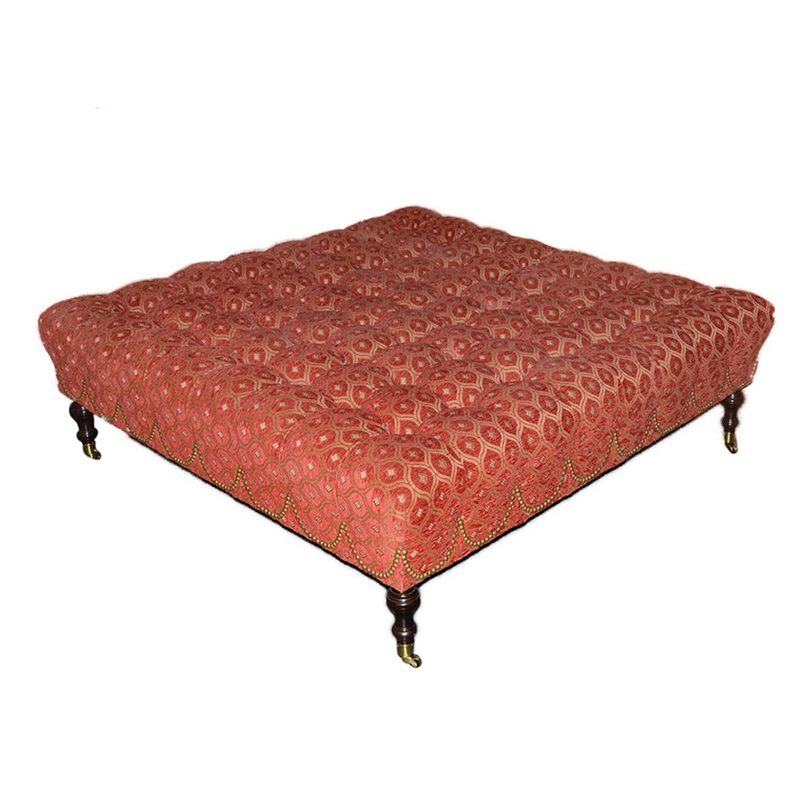 Large Red Upholstered Ottoman