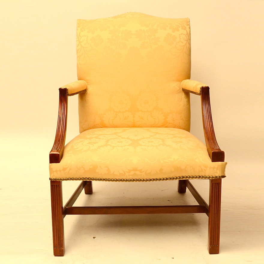 Georgian Style Yellow Upholstered Armchair