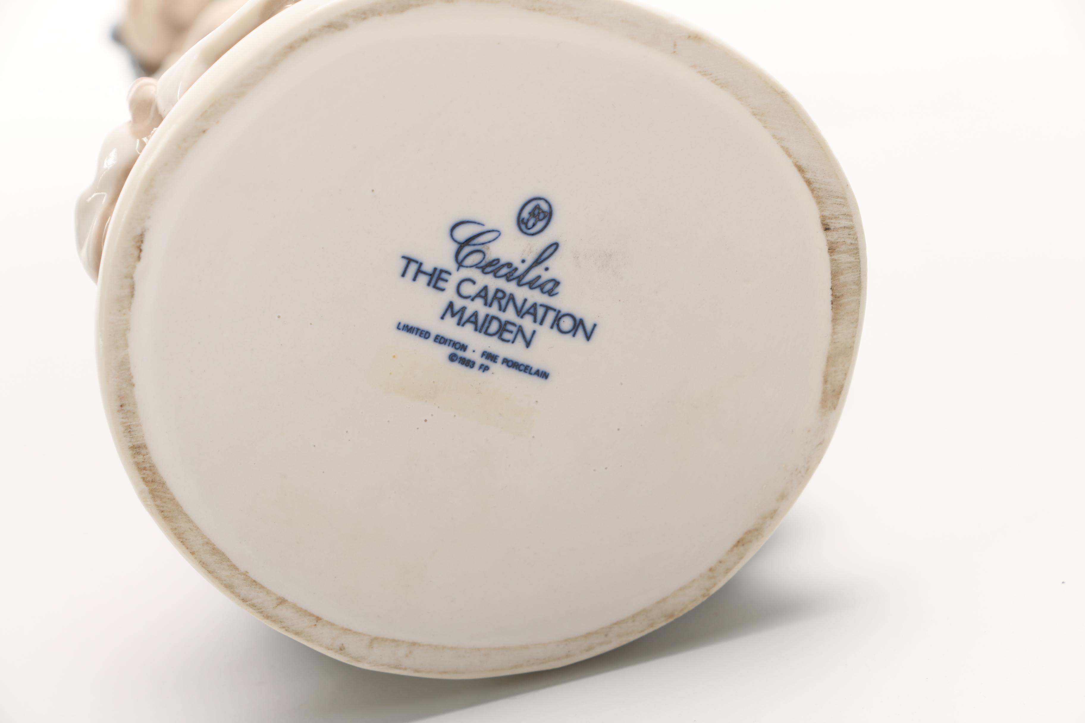 Vintage Lladro " Cecilia The Carnation Maiden" Figurine C. 1983