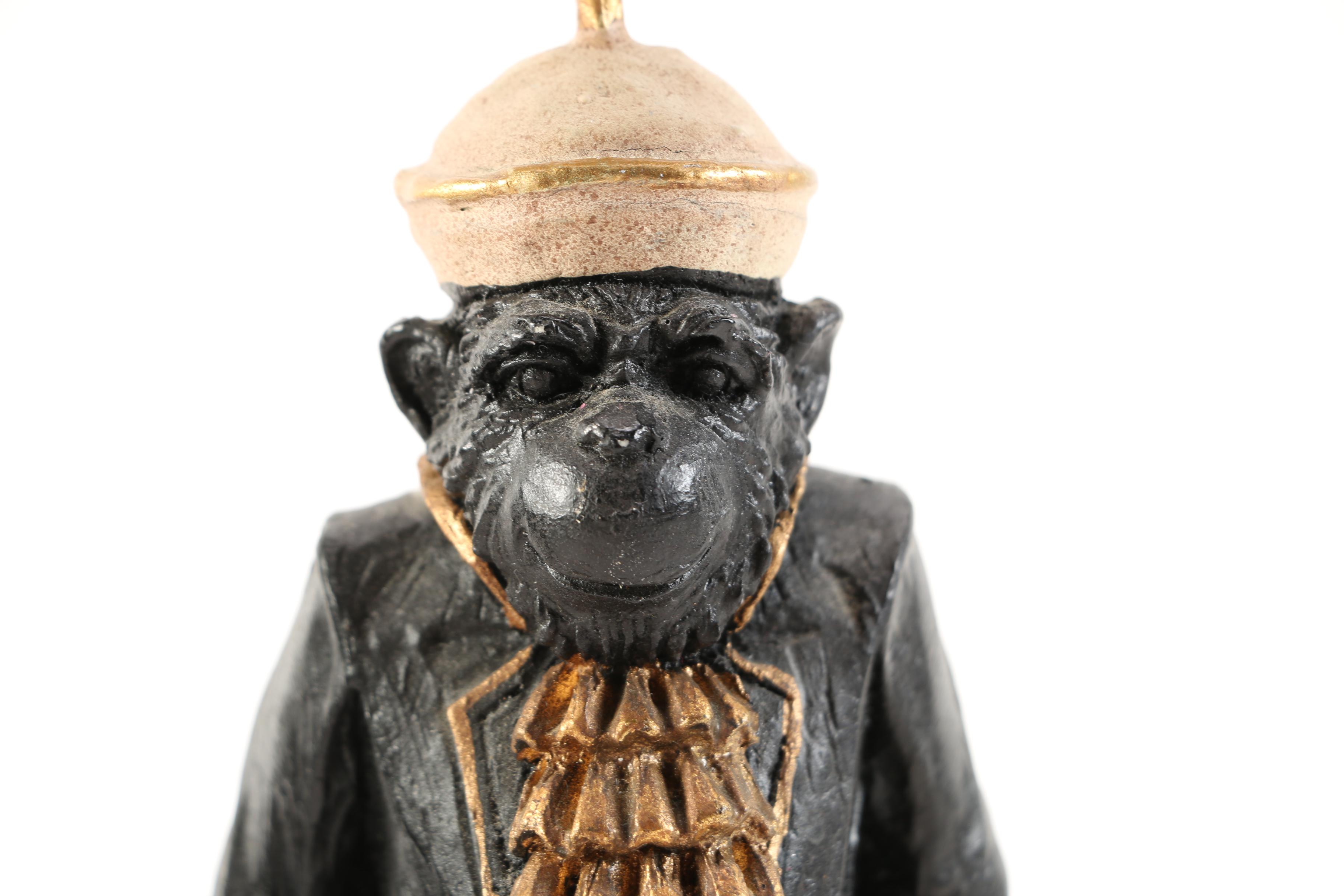 Chimpanzee Wood Carved Candlestick Holders