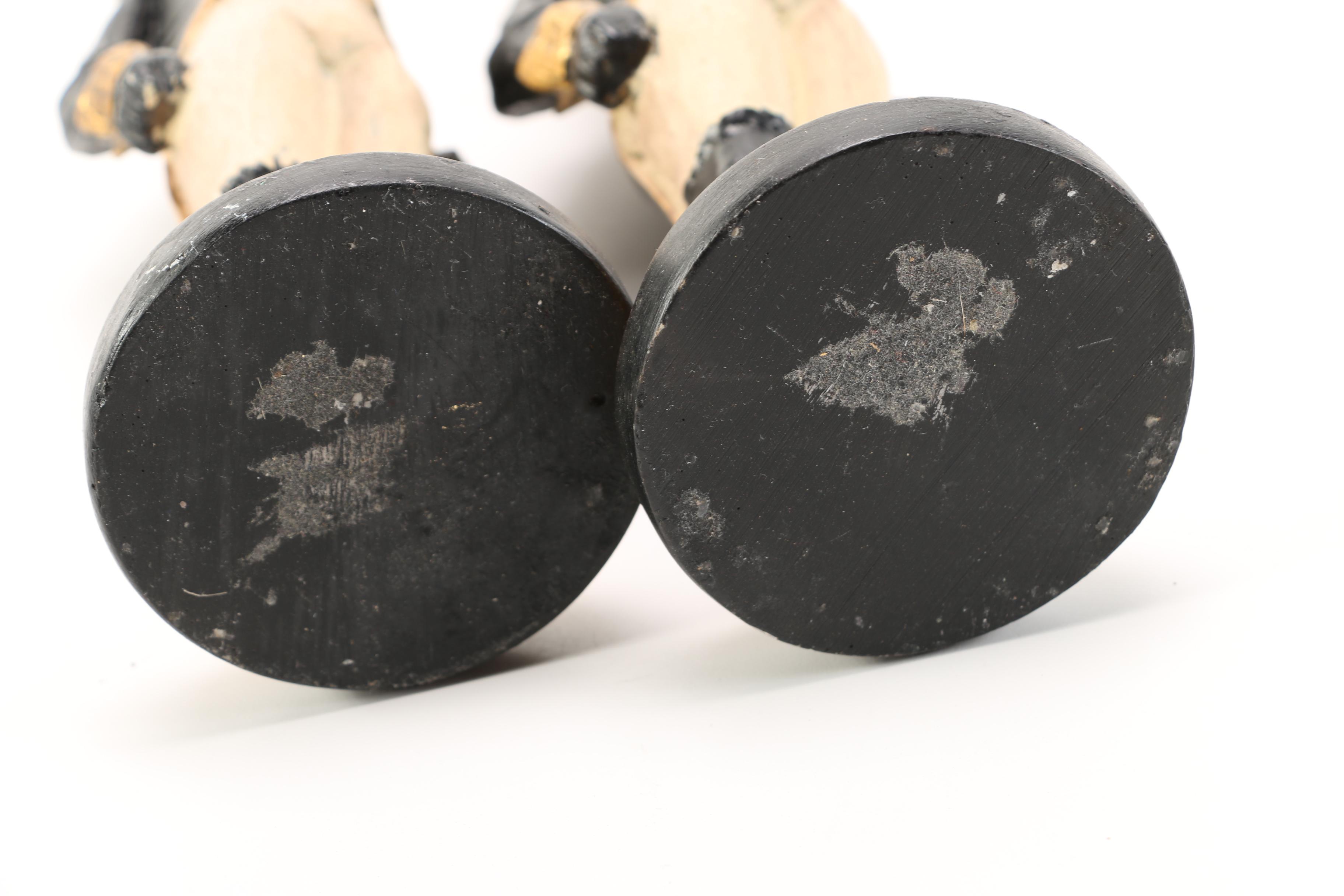 Chimpanzee Wood Carved Candlestick Holders