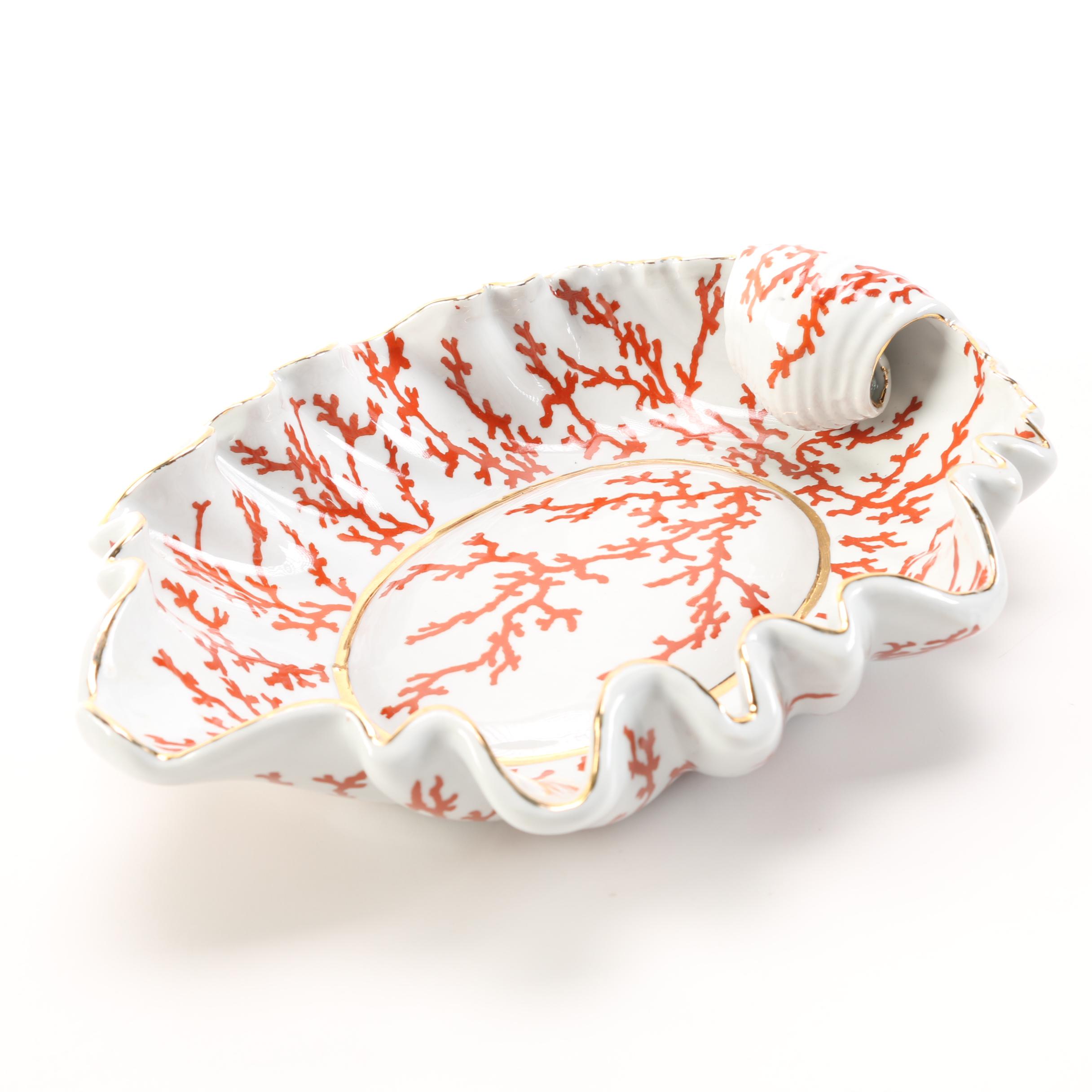 Wong Lee Coral Pattern Ceramic Dish