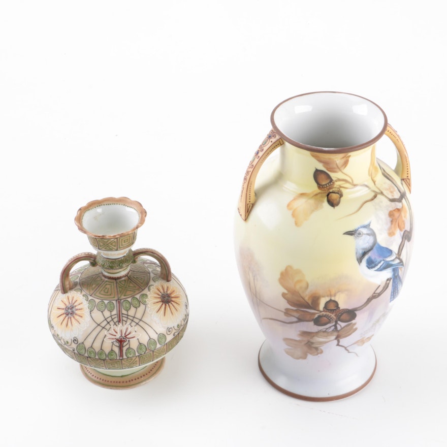 Hand Painted Nippon Vases