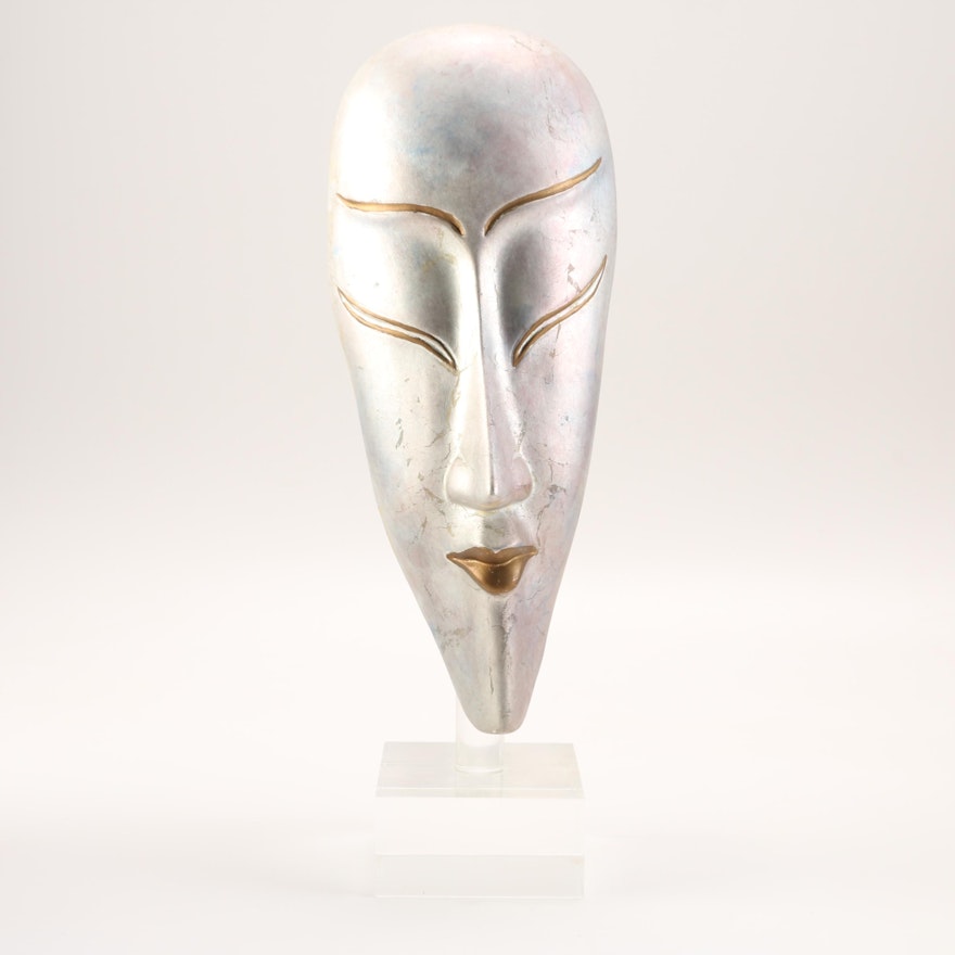 Ceramic Mask With Acrylic Stand