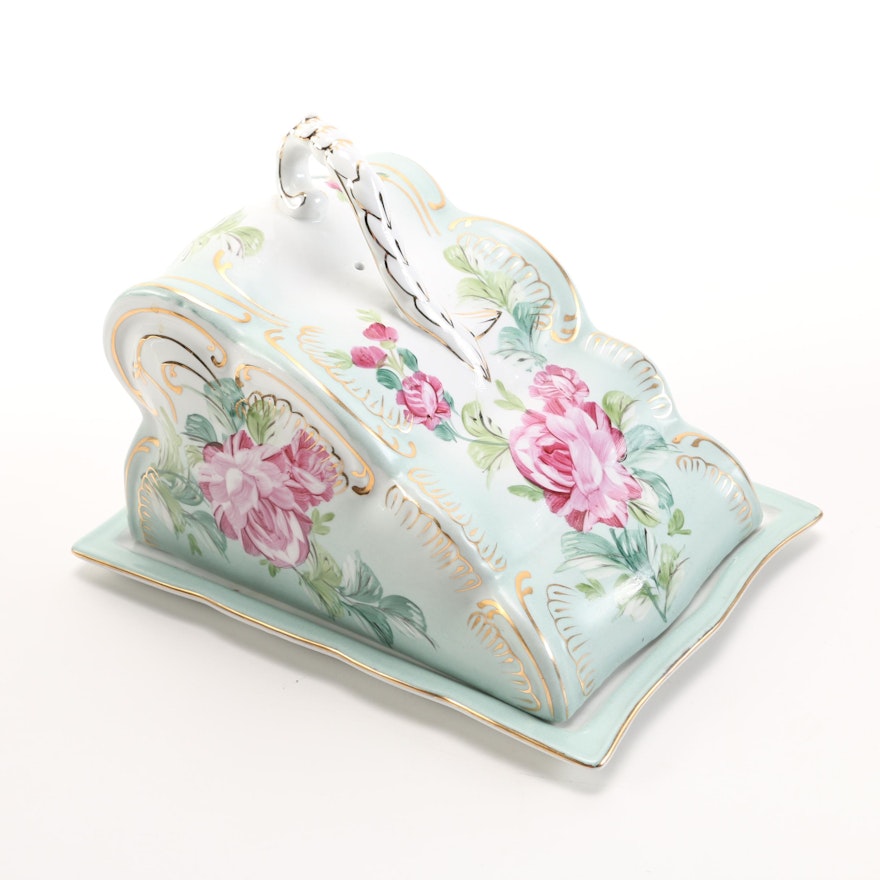 Limoges Reproduction Floral Cheese Server