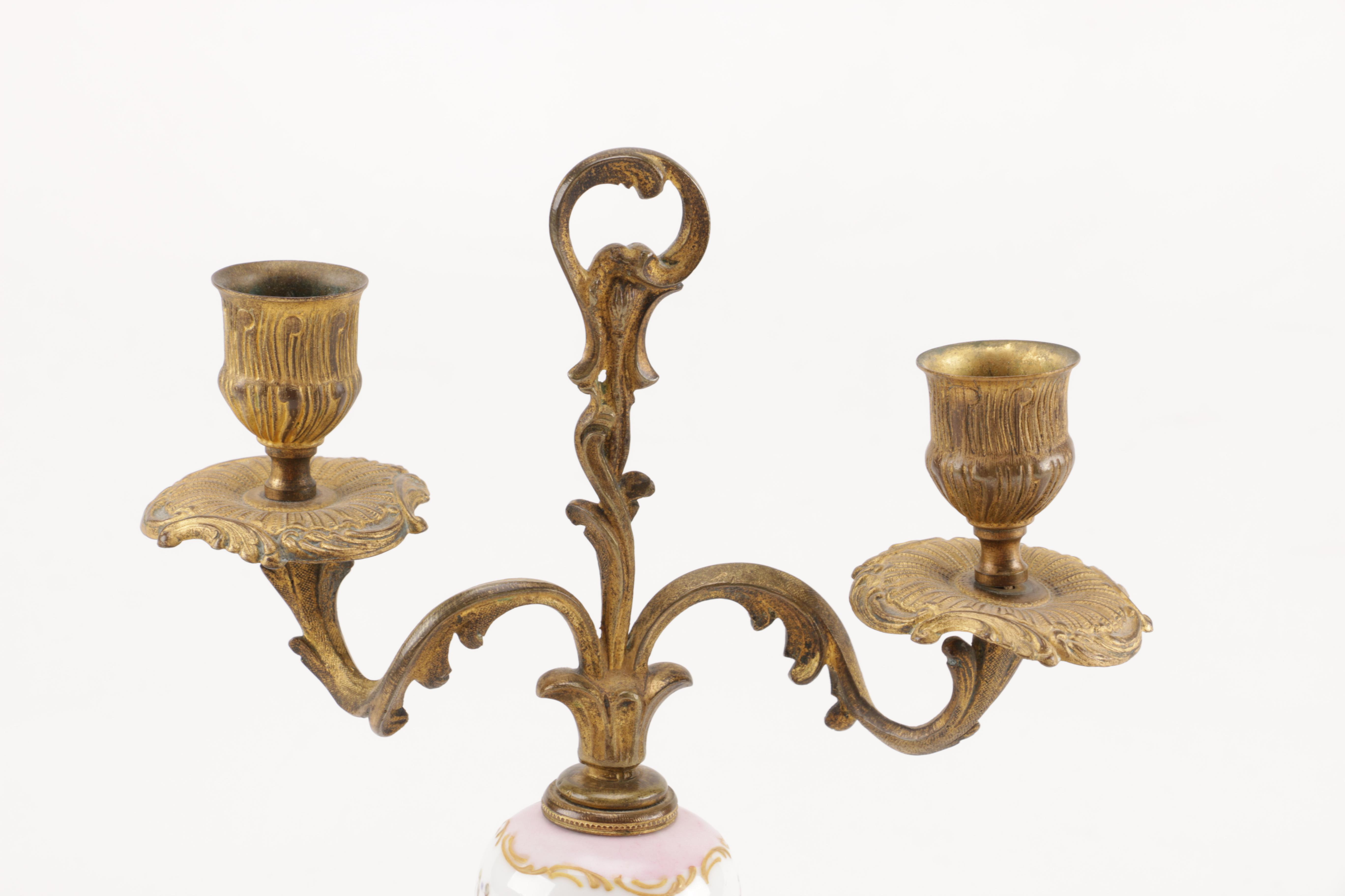 Brass and Porcelain Candelabra EBTH