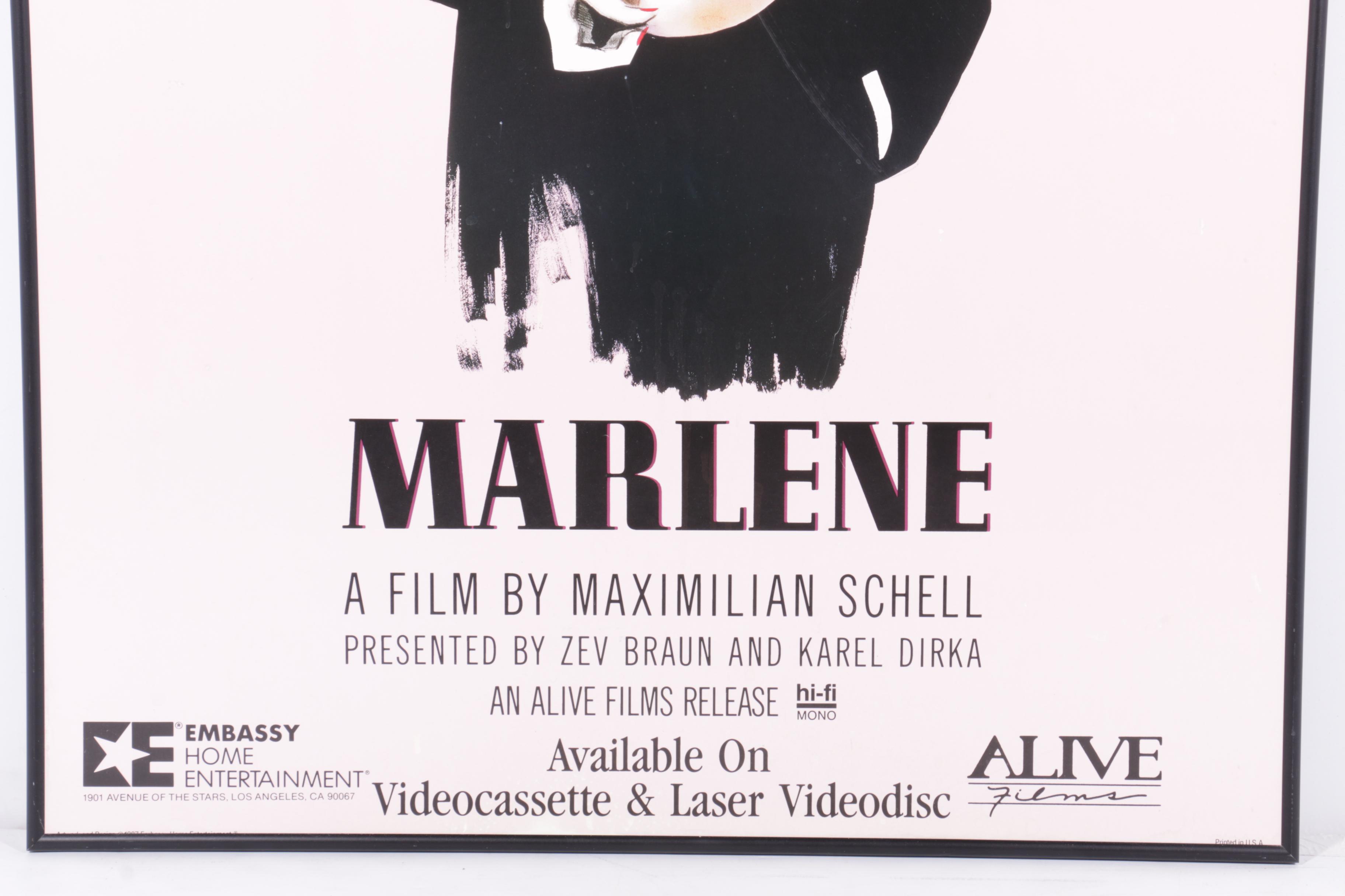 Framed Theatrical Film Poster Maximilian Schell's "Marlene"