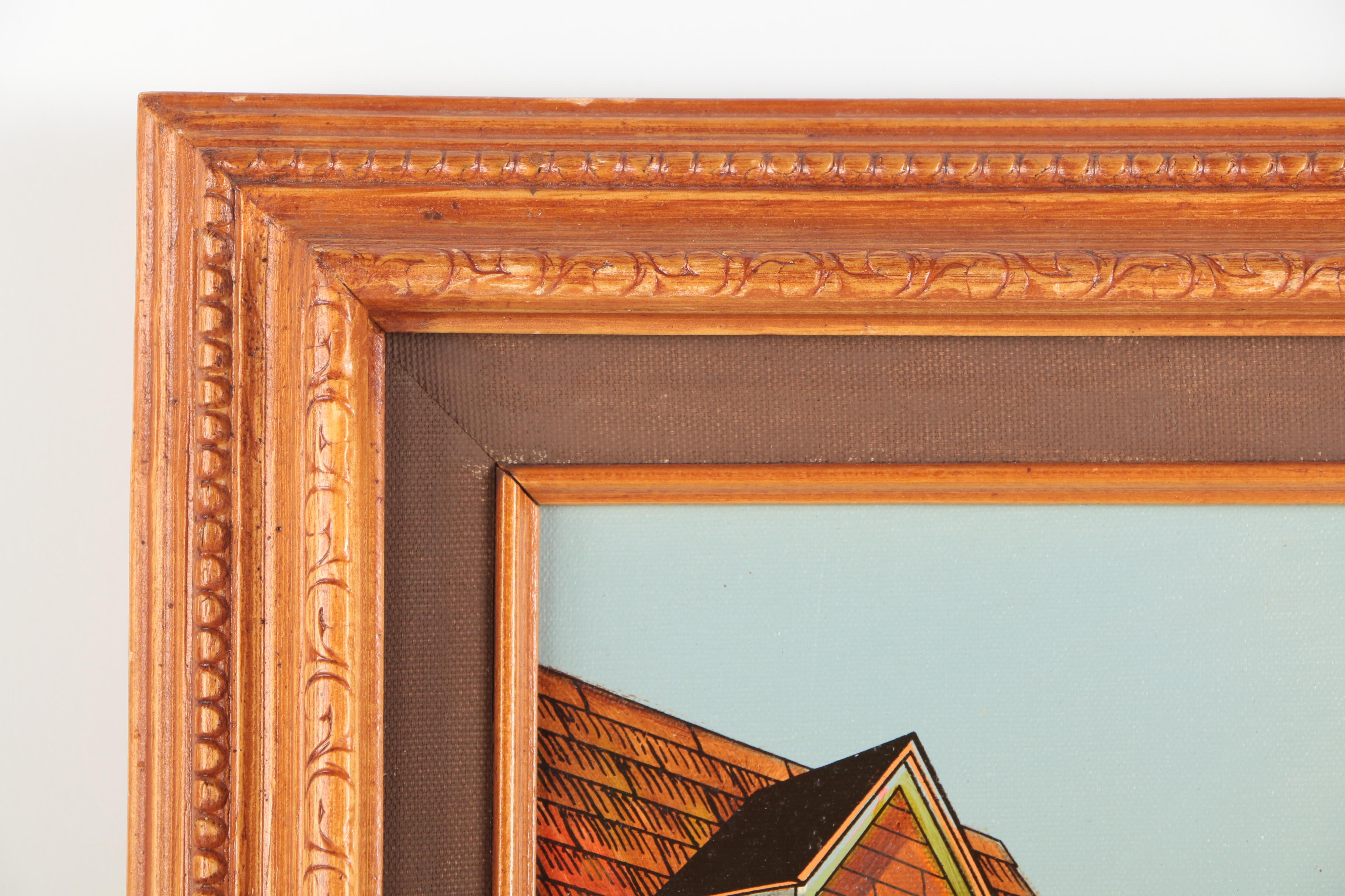 Embellished Serigraph On Canvas "One Room School House"