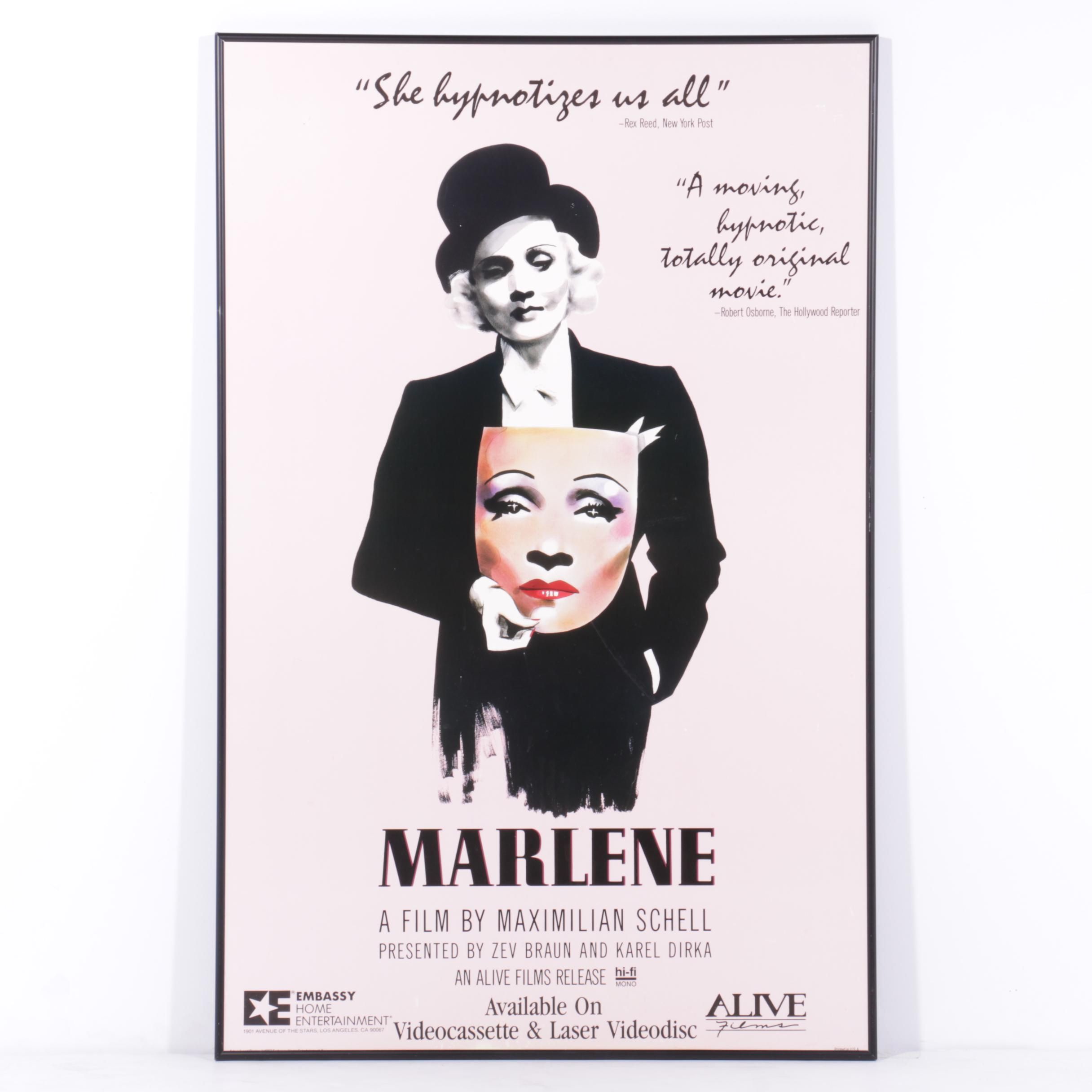 Framed Theatrical Film Poster Maximilian Schell's "Marlene"