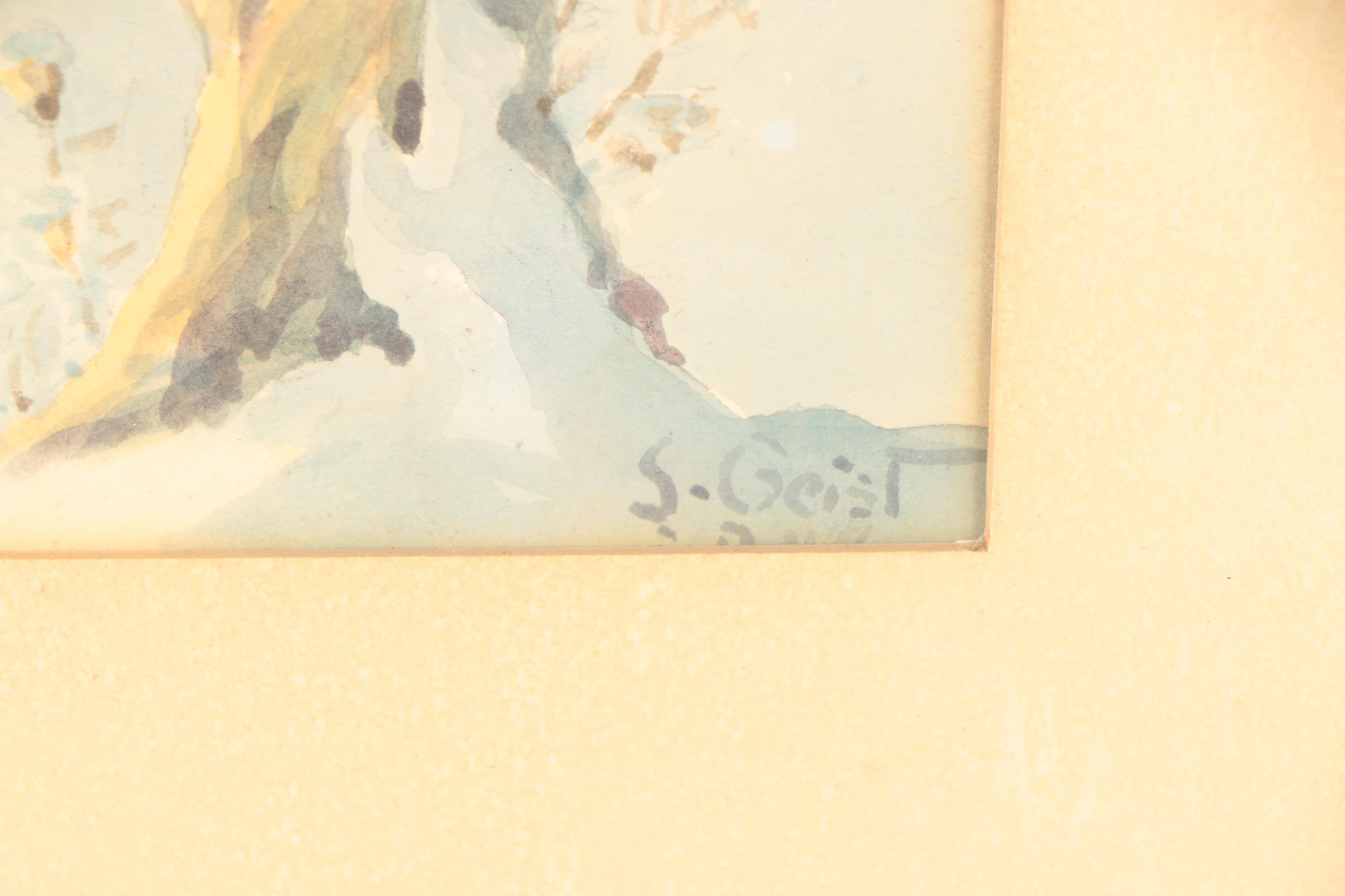 S. Geist Watercolor Painting on Paper of Winter Landscape