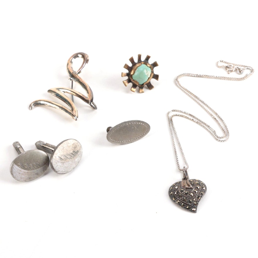 Sterling Silver Jewelry Including Pieces With Marcasite