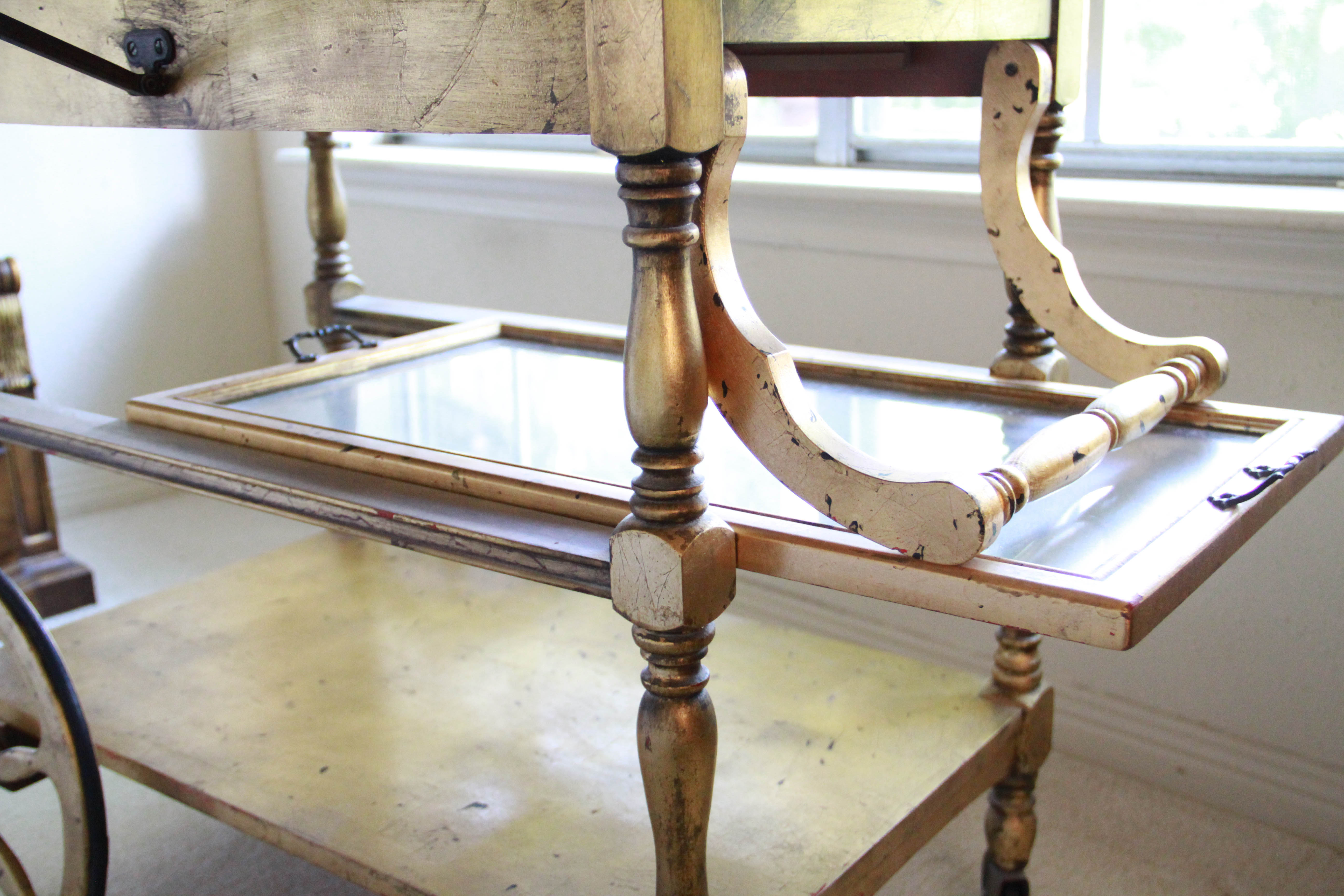 Vintage Metallic Painted Tea Cart