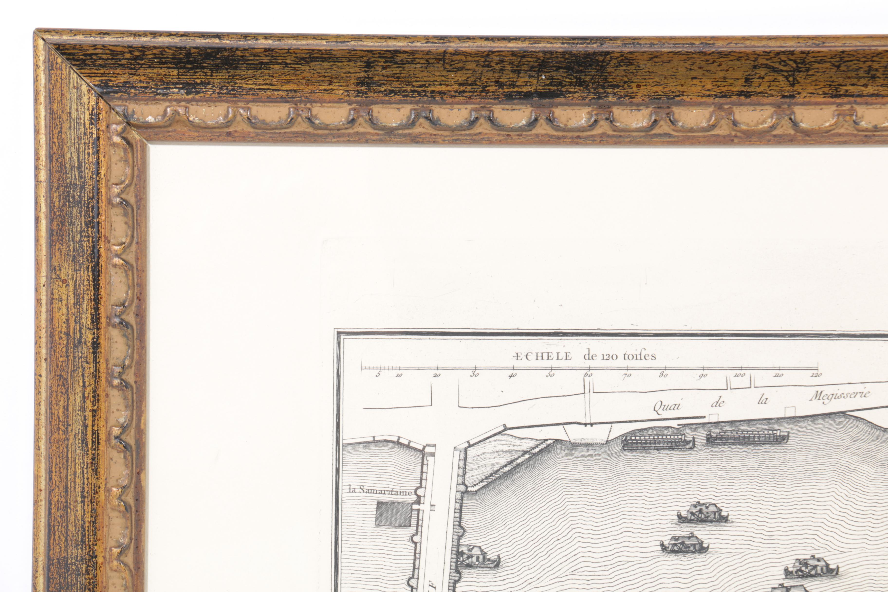 Restrike Engraving of Delagrive's 1754 Map of the Île de la Cité