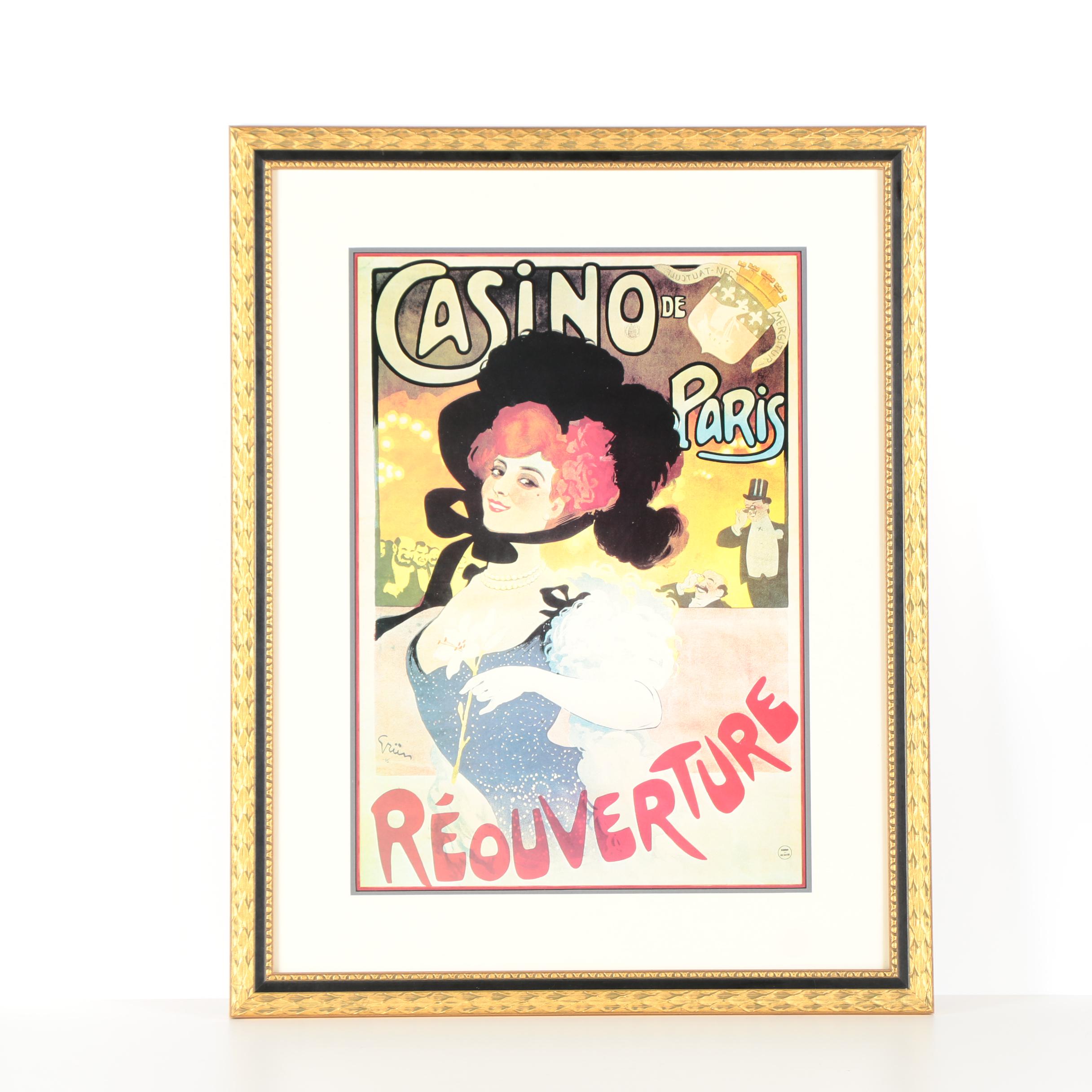 Offset Lithograph Poster After Jules Alexandre Grün "Casino de Paris, Réouverture"