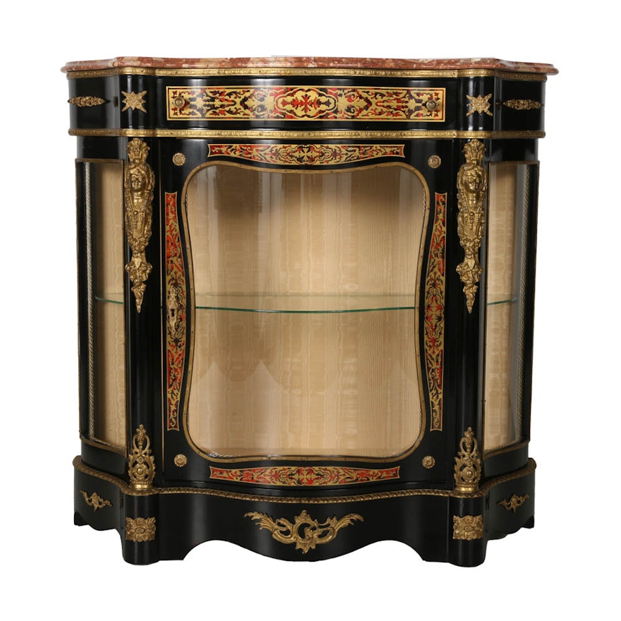 French Empire Style Marble Top Vitrine