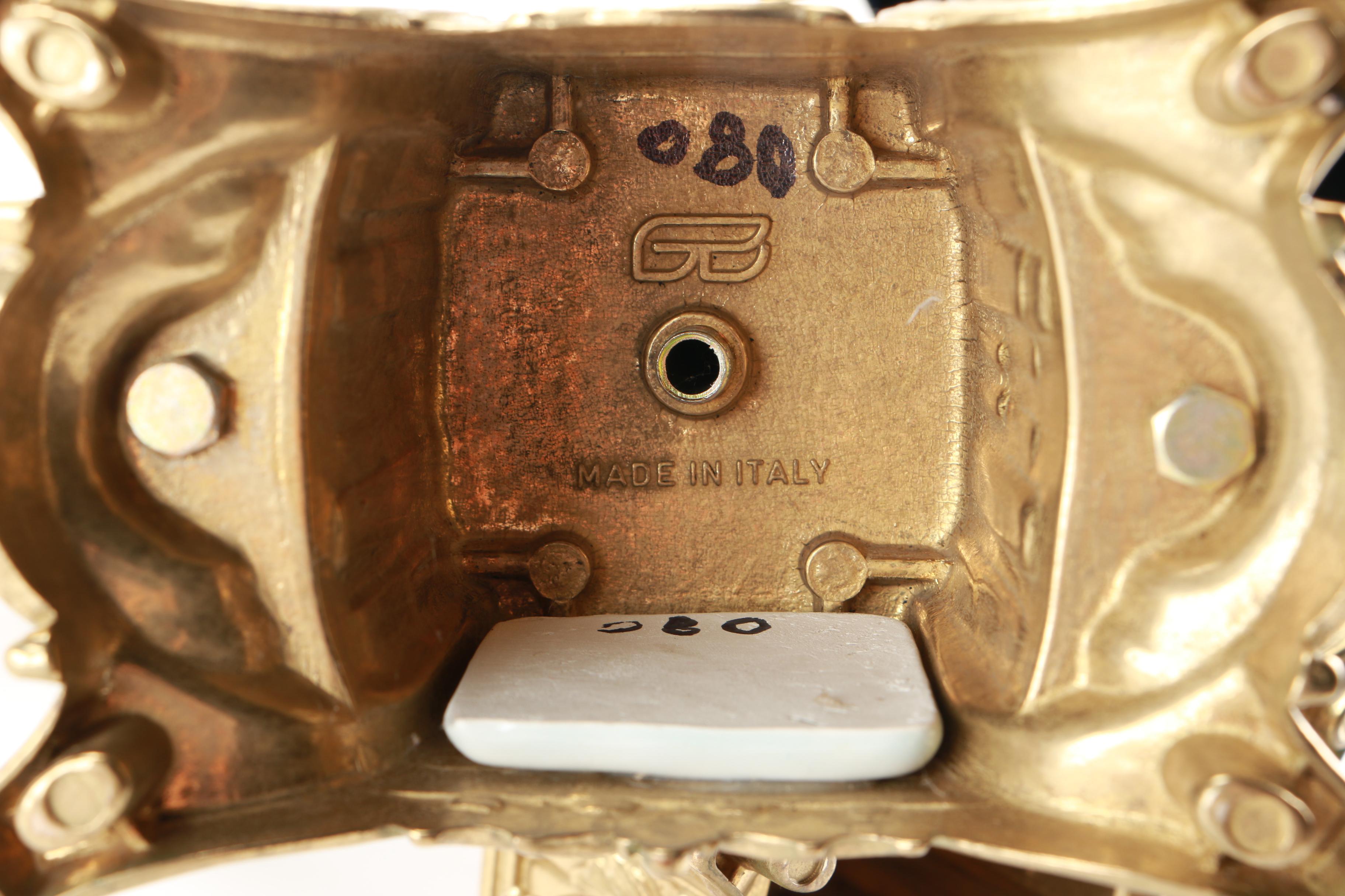 Italian Brass and Porcelain Candelabras