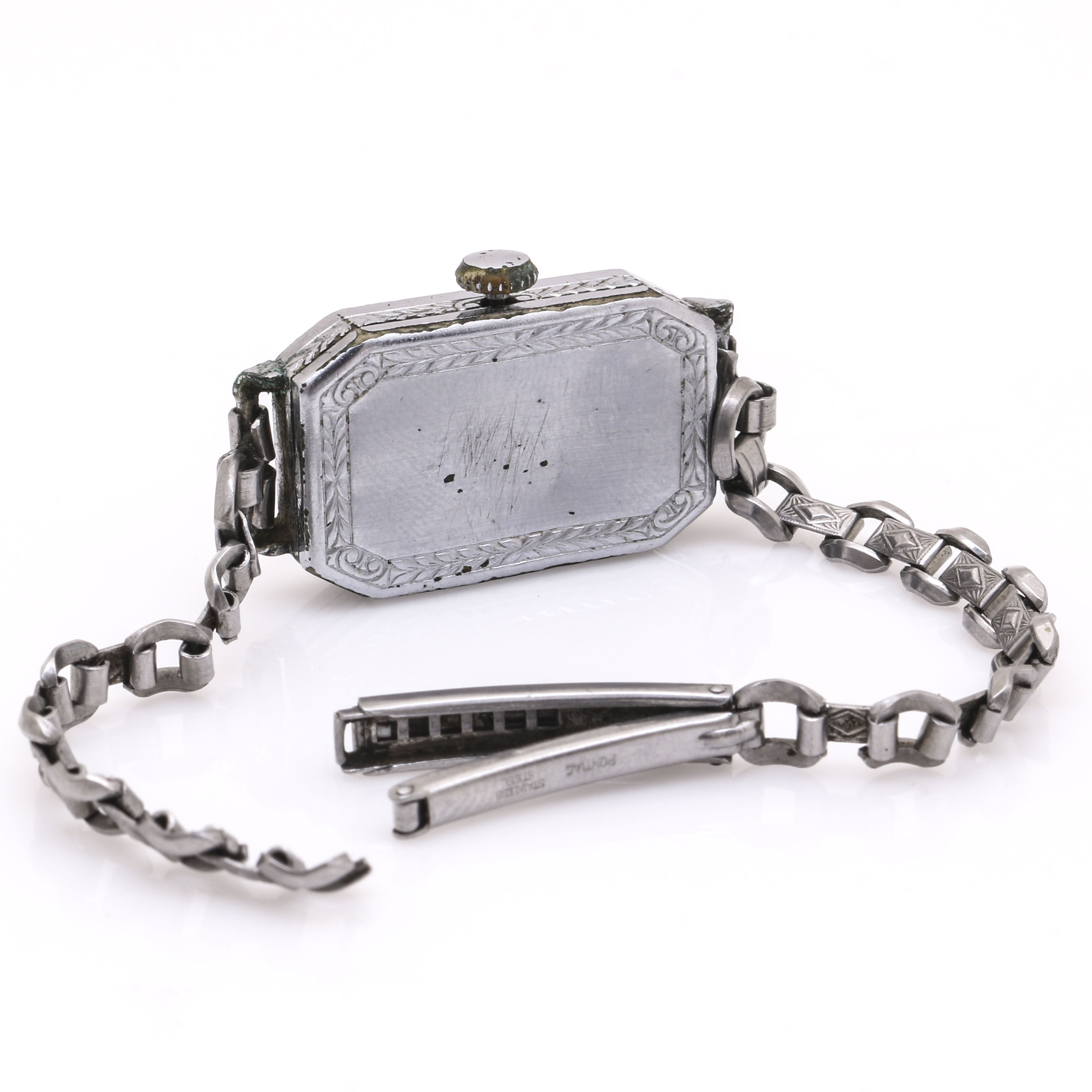 Pair of 14K White Gold Filled Diamond and Silver Tone Watches From Priber