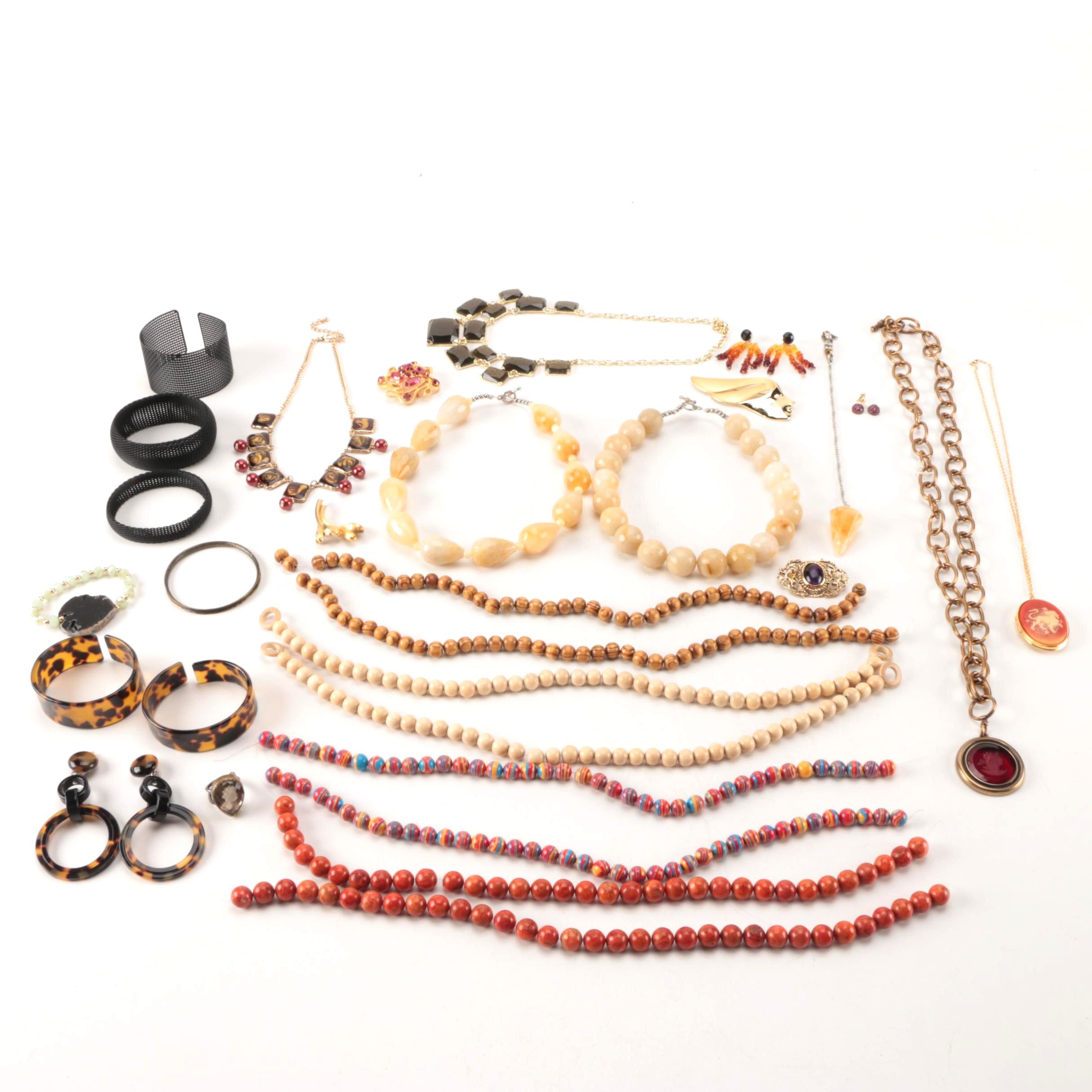 Assorted Costume Jewelry Including Pieces With Coral
