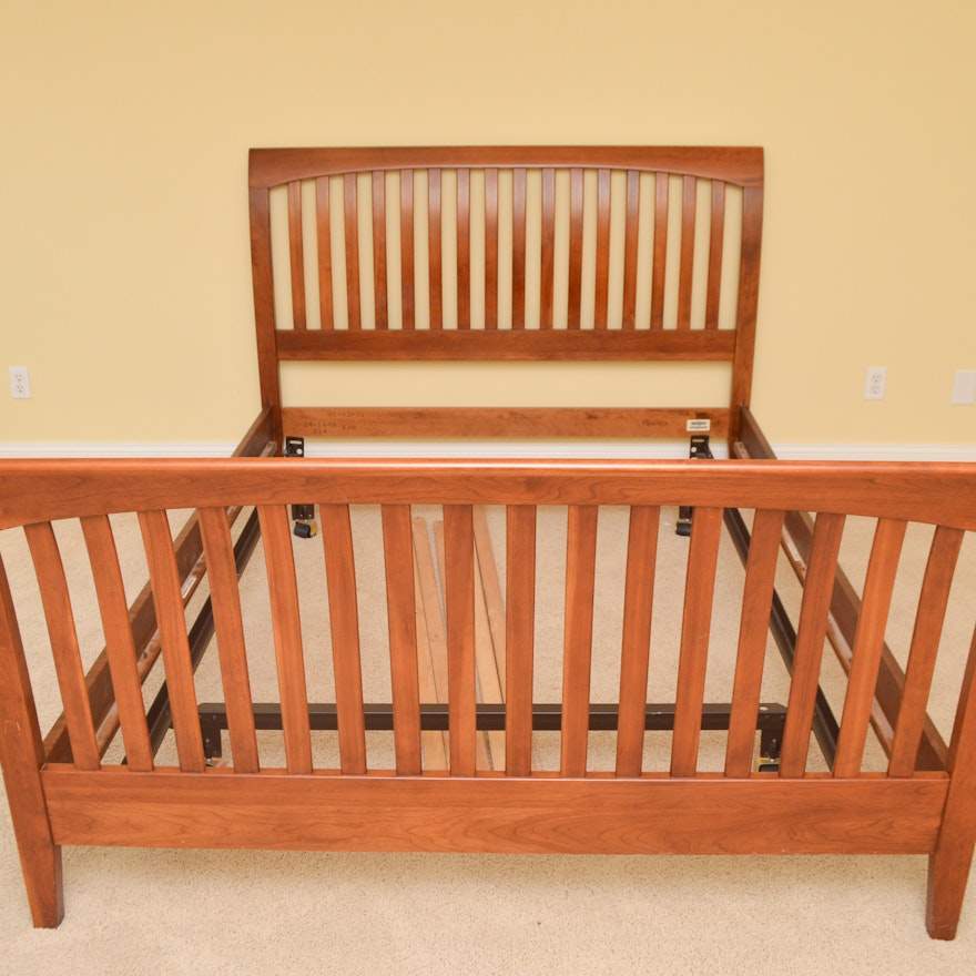 Ethan Allen Mission Style Cherry Veneer Queen Bed Frame