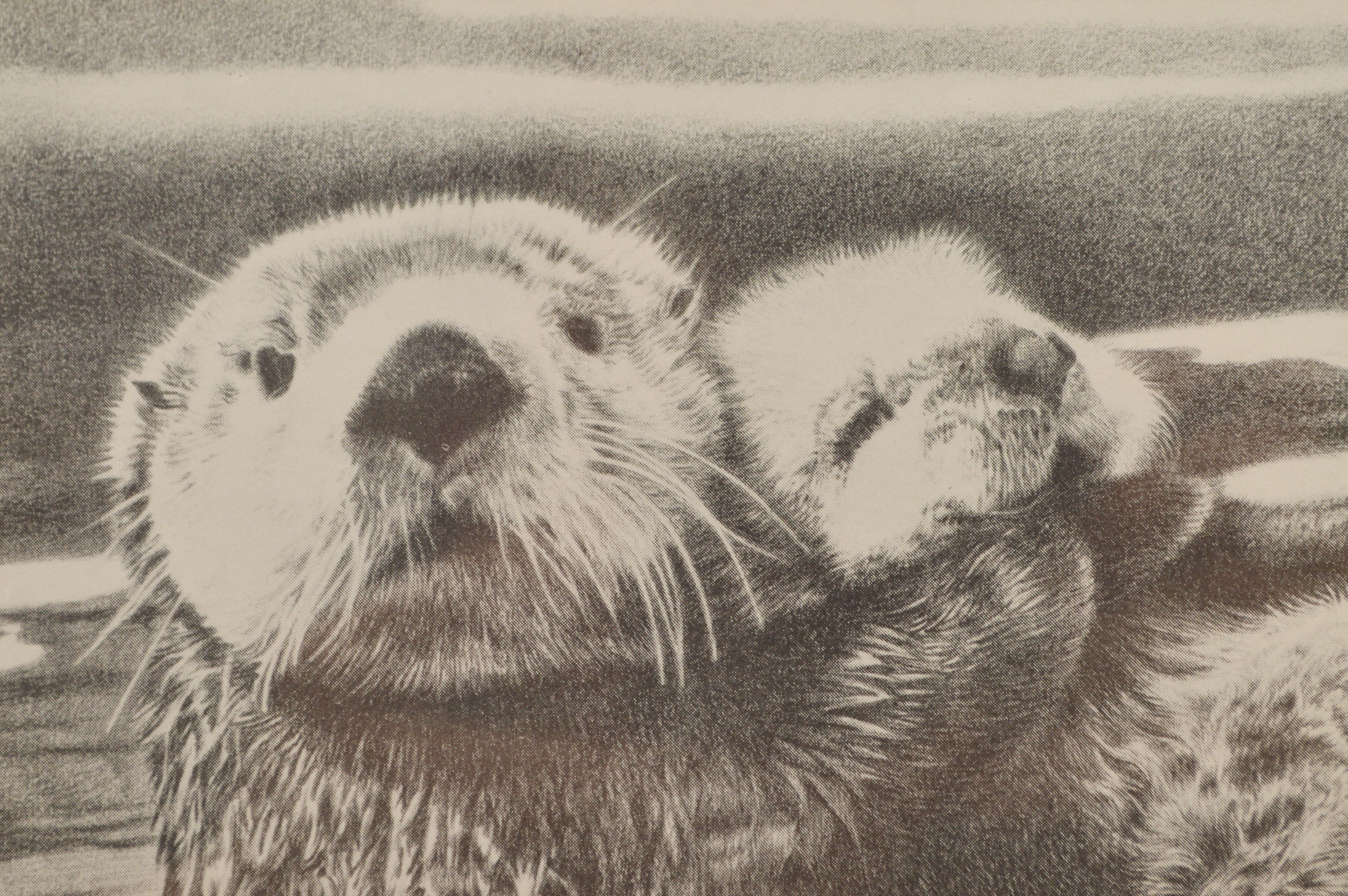 Andrew Kozak Framed Offset Lithographs of Otters