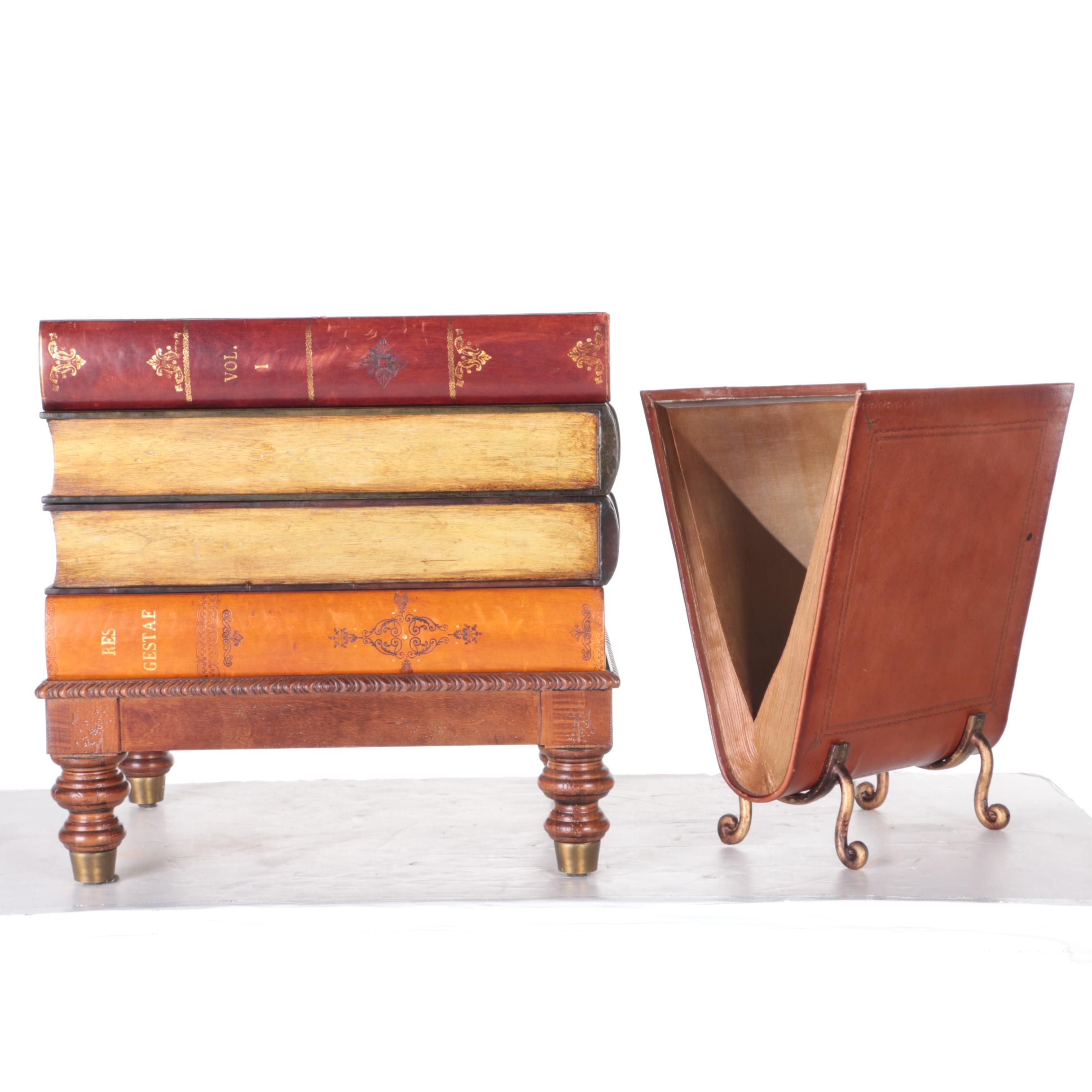 Book-Themed Side Table and Magazine Rack