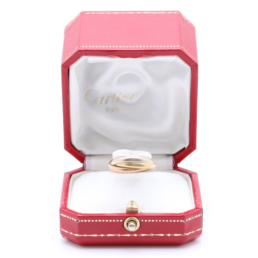 Trinity de Cartier 18K White, Yellow, and Rose Gold Rolling Ring