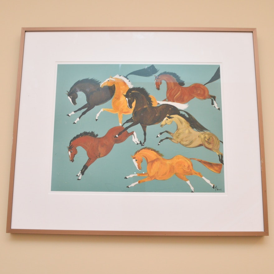 Framed Giclee of Colorful Horses