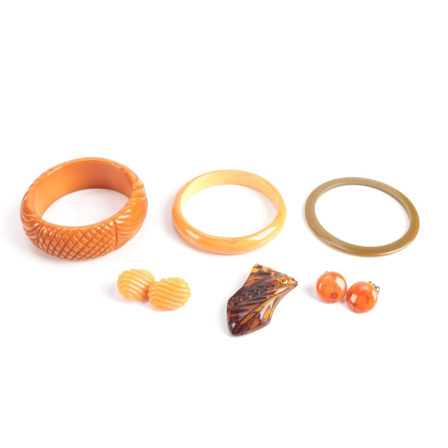 Bakelite Bangle Bracelets and Earrings