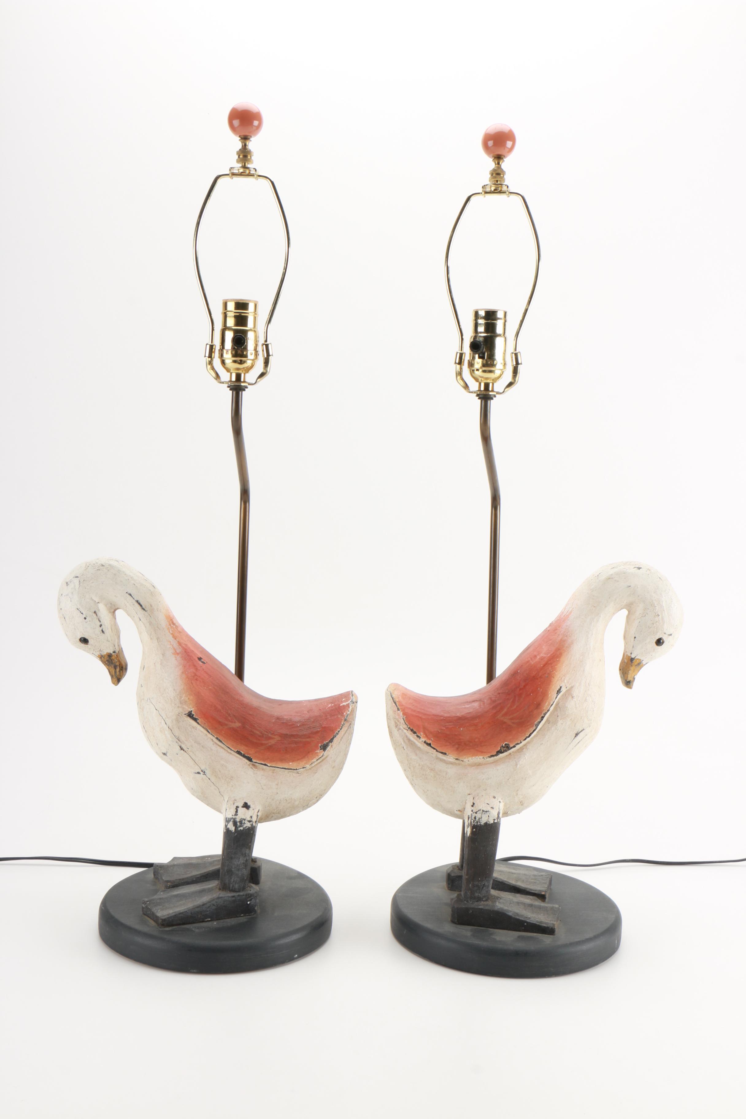 Wooden Duck Table Lamps