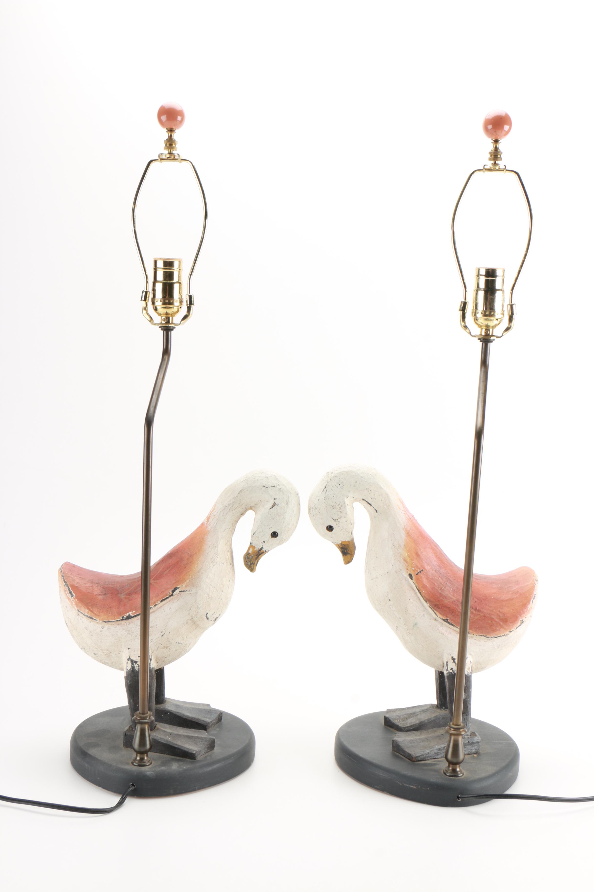 Wooden Duck Table Lamps