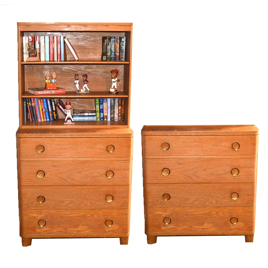 Mid-Century Dresser and Shelving and Matching Secretary Dresser
