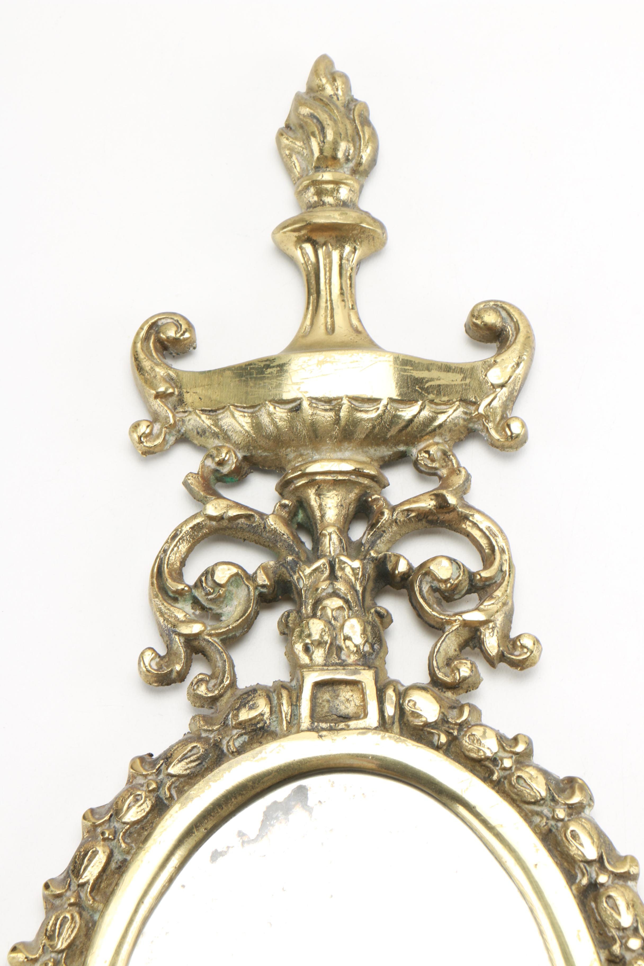 Mirrored Brass Candle Sconces