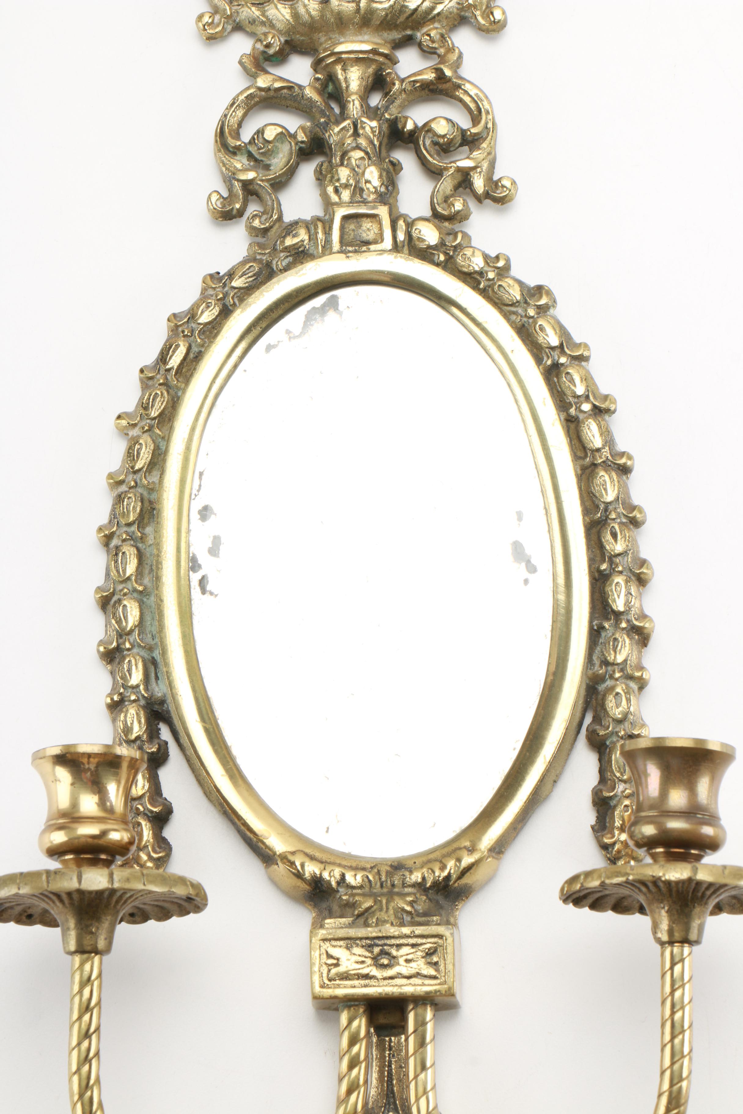 Mirrored Brass Candle Sconces