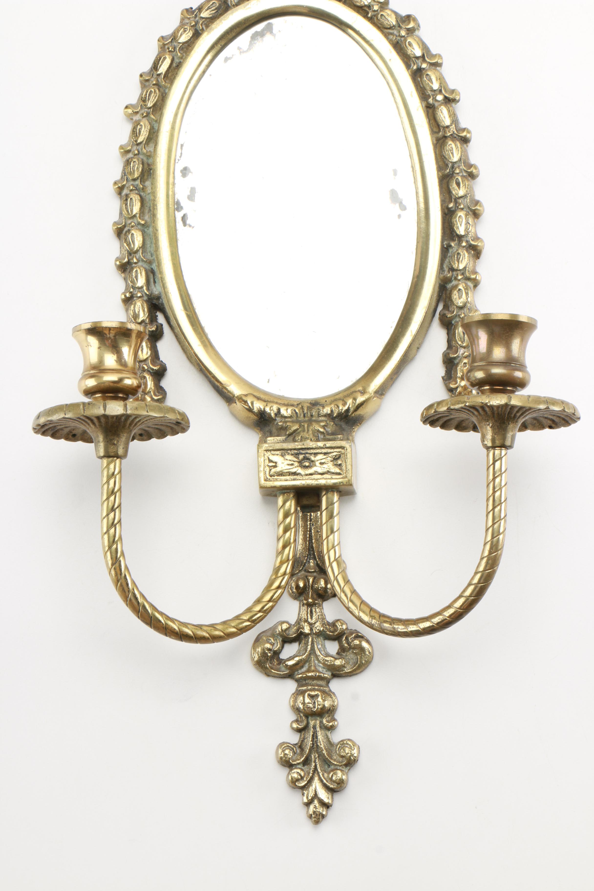 Mirrored Brass Candle Sconces