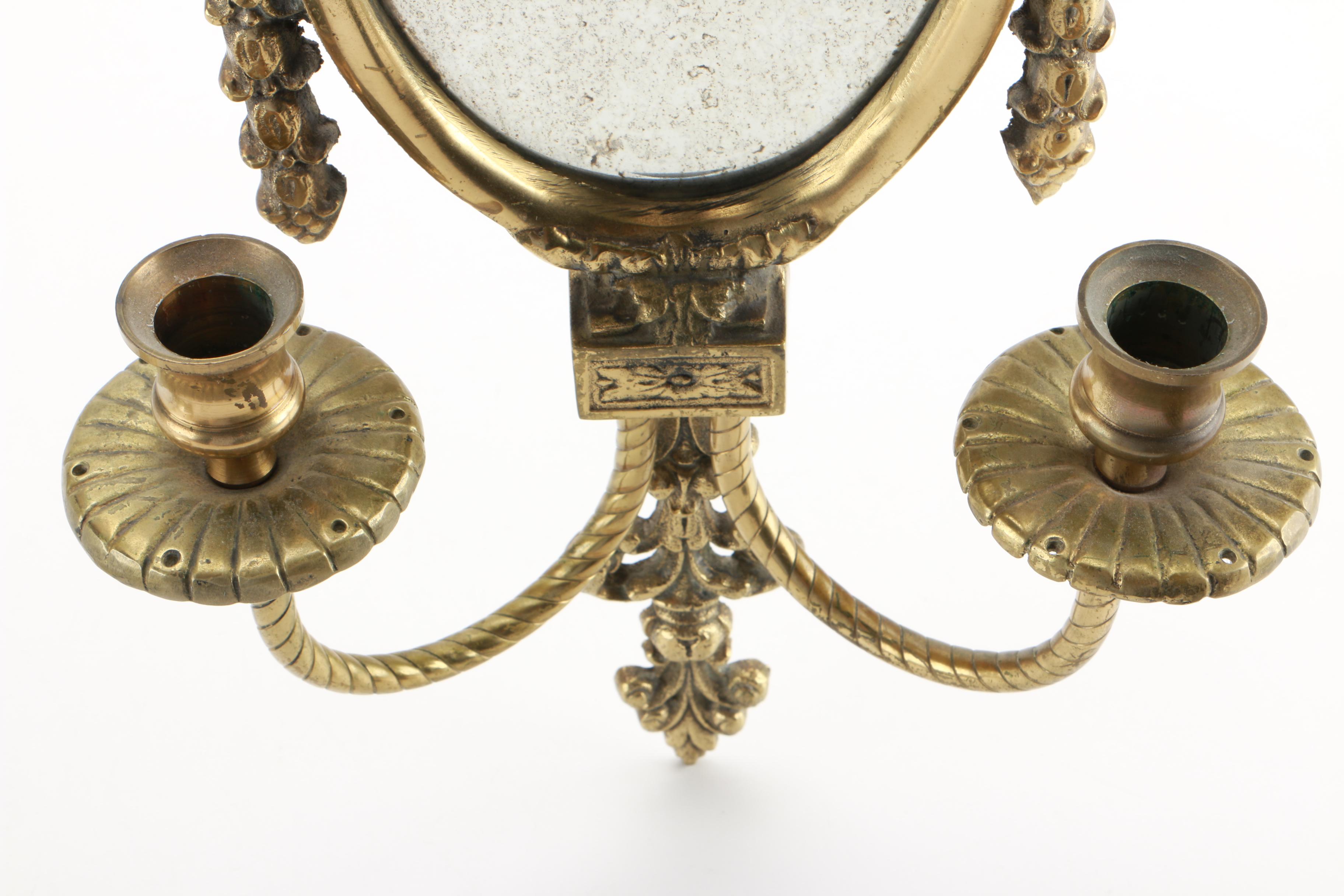 Mirrored Brass Candle Sconces