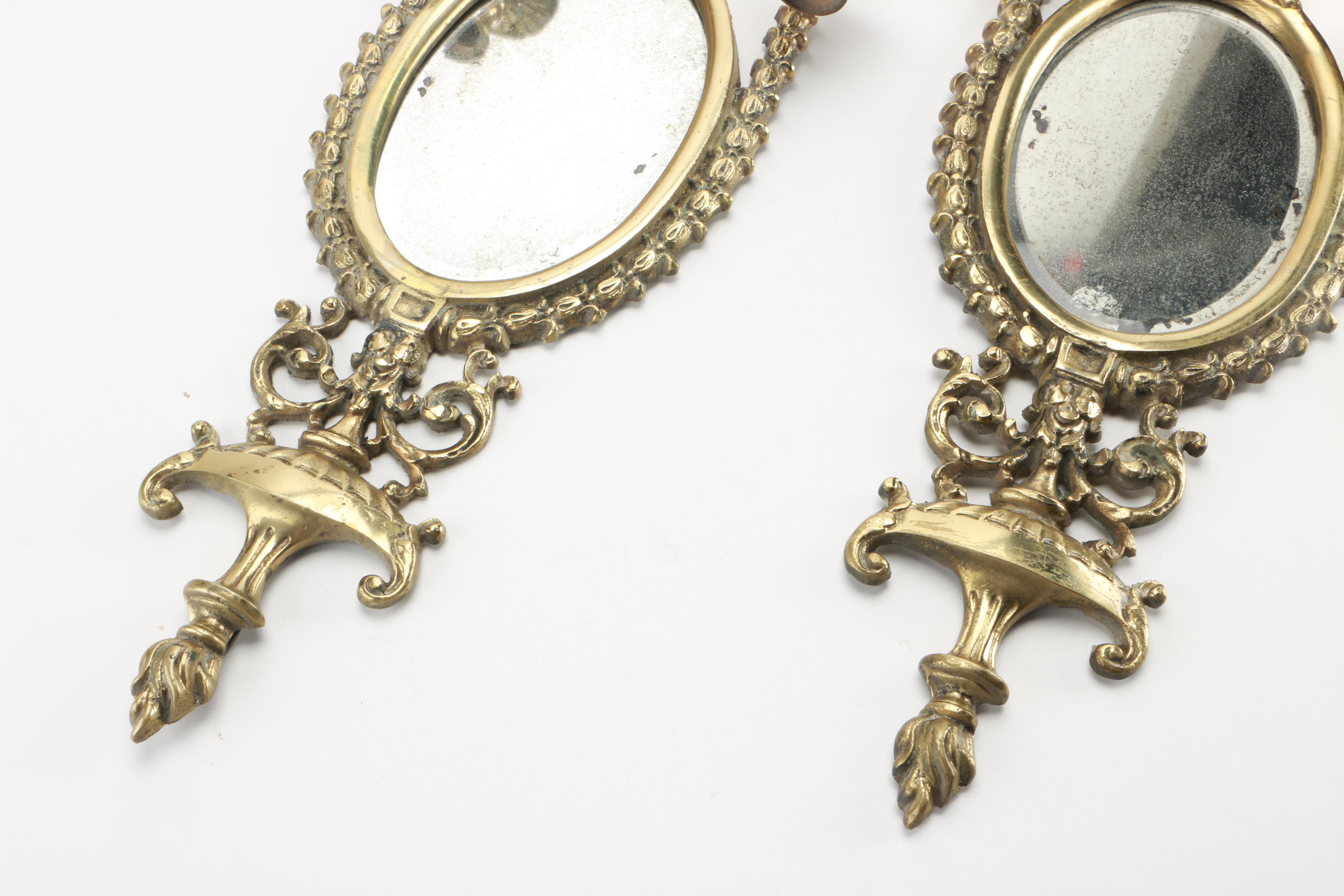 Mirrored Brass Candle Sconces