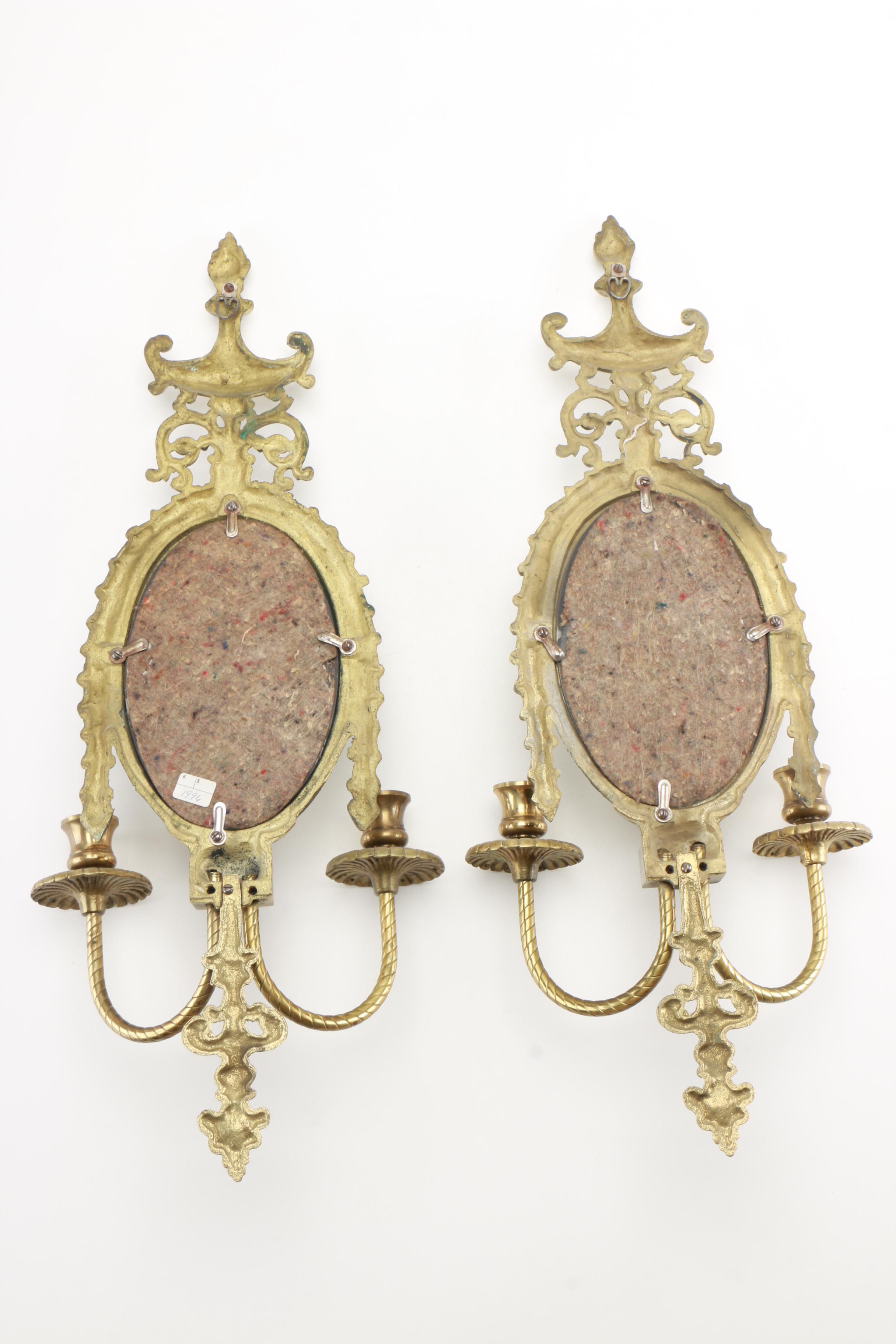 Mirrored Brass Candle Sconces