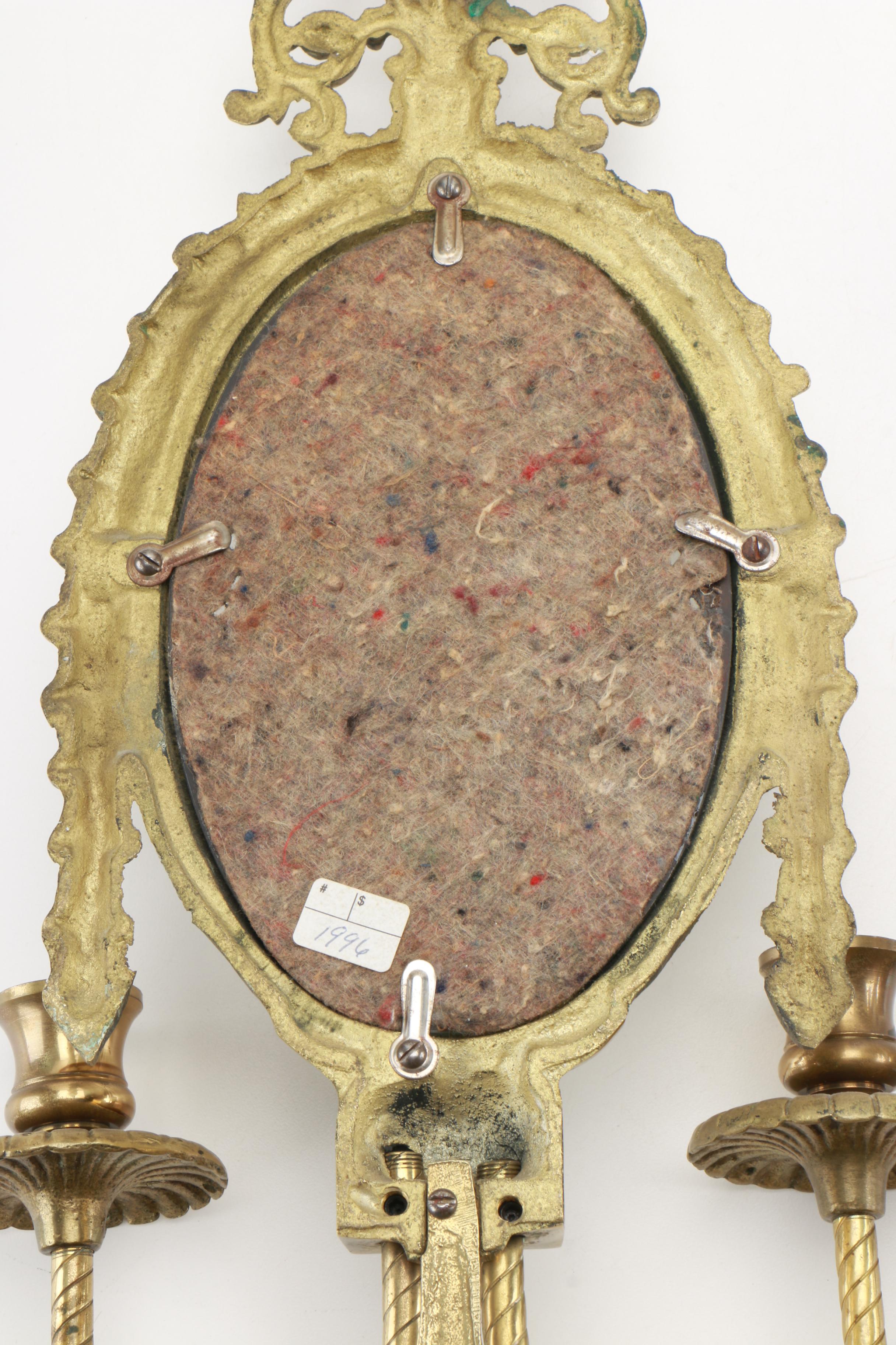 Mirrored Brass Candle Sconces