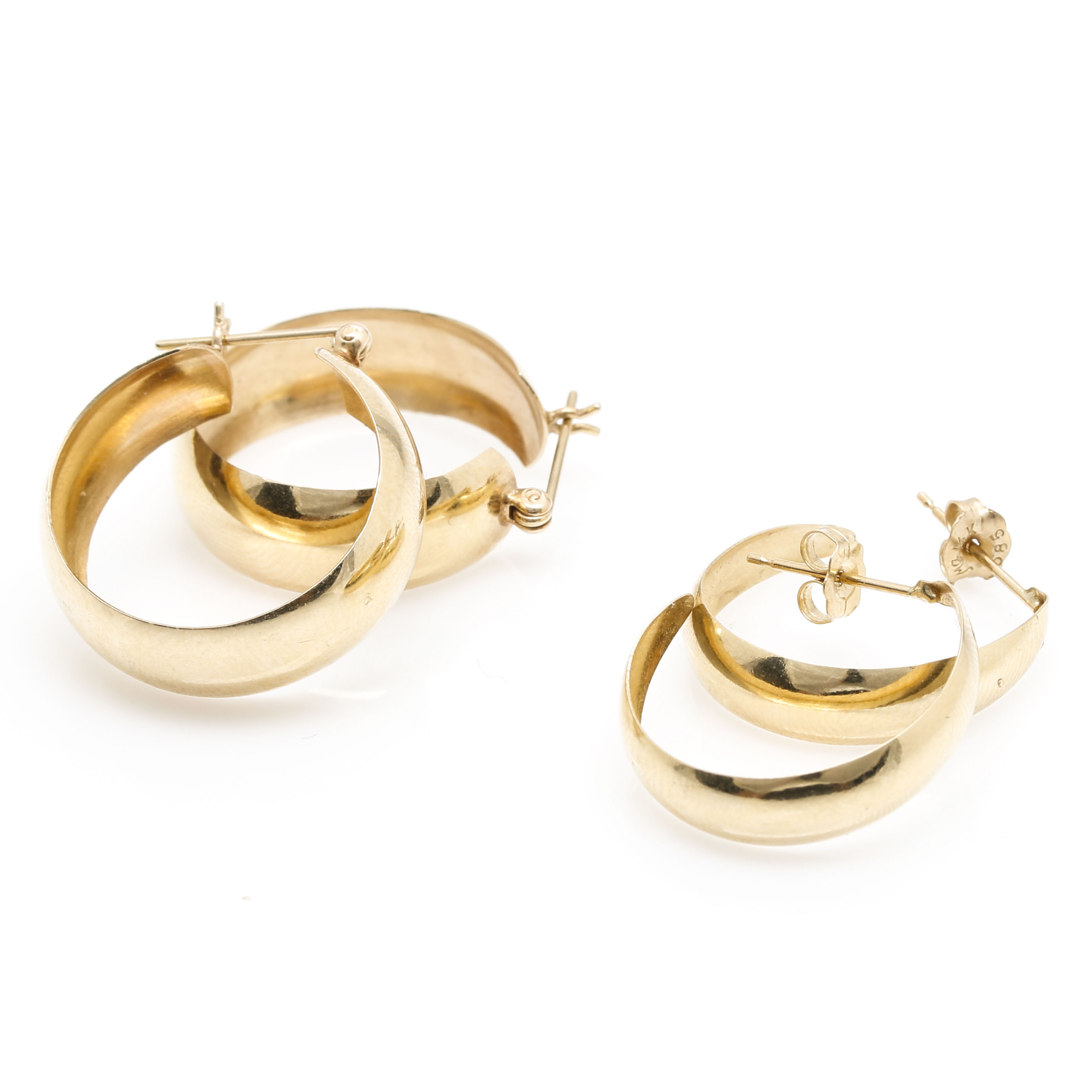 14K Yellow Gold Polished Hoop Earrings
