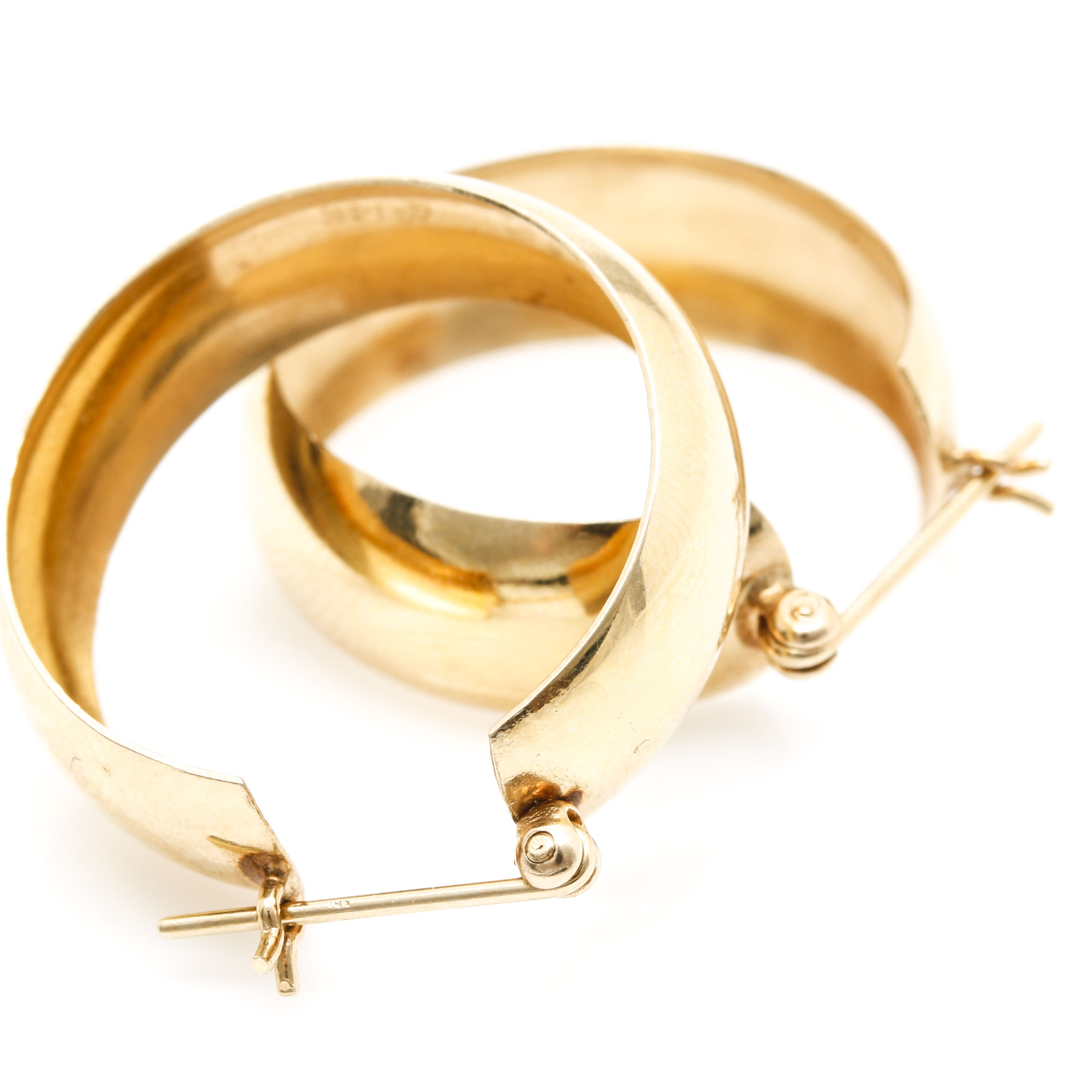 14K Yellow Gold Polished Hoop Earrings