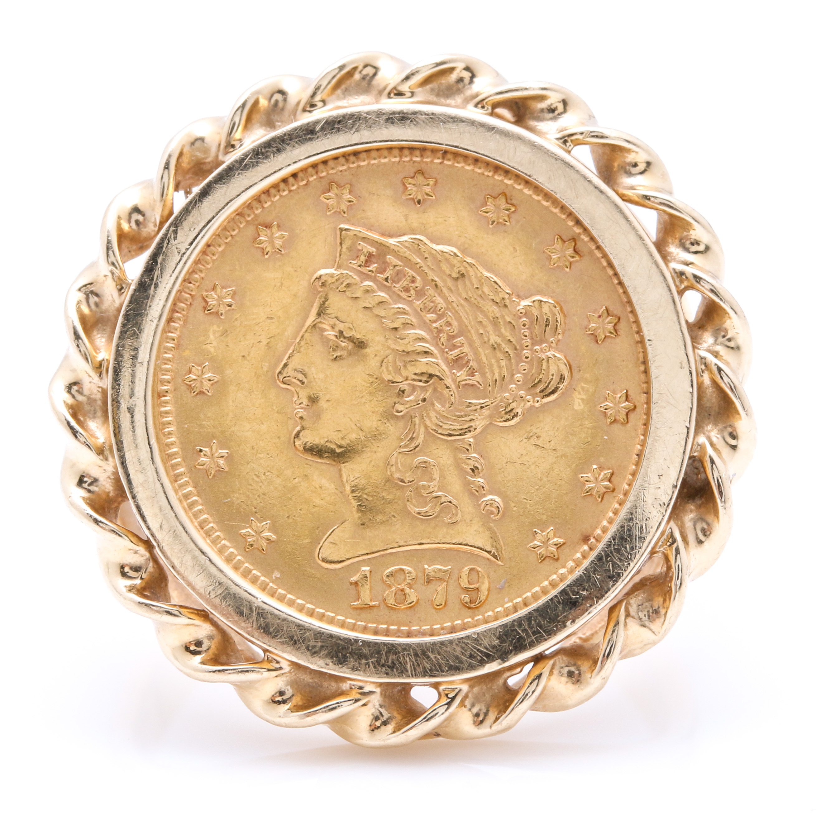 1879 Liberty Head $2.5 Gold Coin Mounted in a 14K Yellow Gold Ring