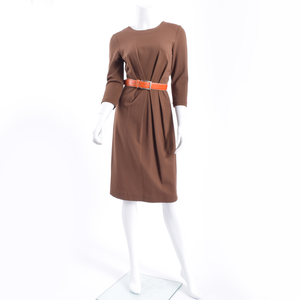 Tori Burch Pleated Dress with Cortina Polo Style Italian Leather Belt