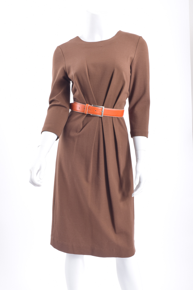 Tori Burch Pleated Dress with Cortina Polo Style Italian Leather Belt