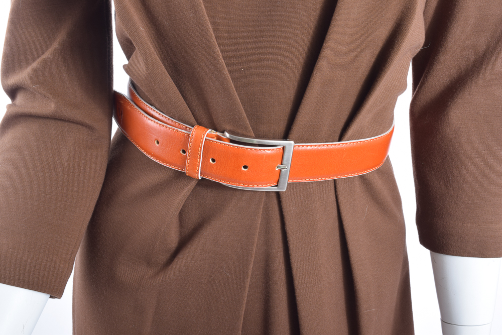 Tori Burch Pleated Dress with Cortina Polo Style Italian Leather Belt