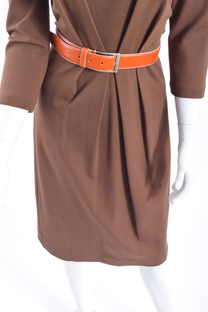 Tori Burch Pleated Dress with Cortina Polo Style Italian Leather Belt