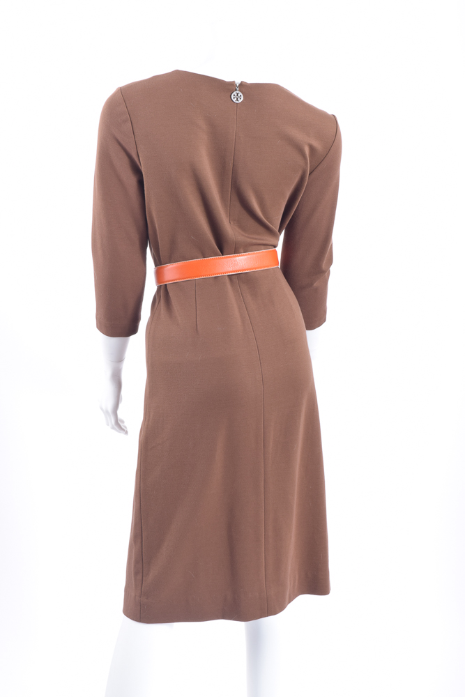 Tori Burch Pleated Dress with Cortina Polo Style Italian Leather Belt