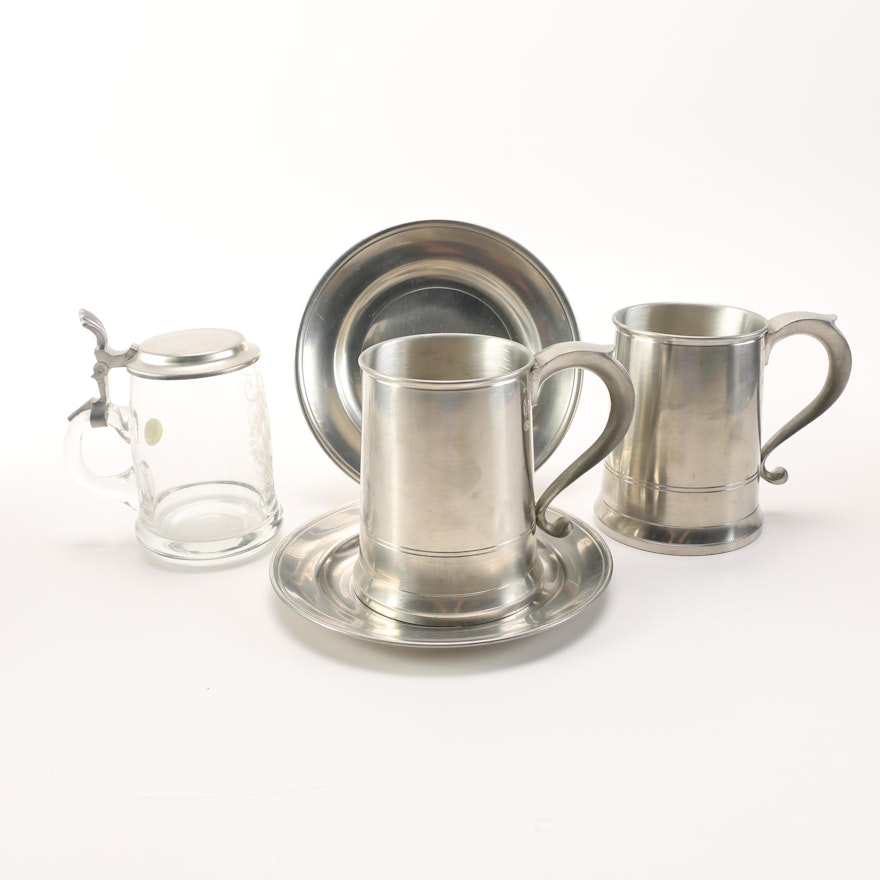 Pewter Mugs and Plates From Old Newbury Pewter