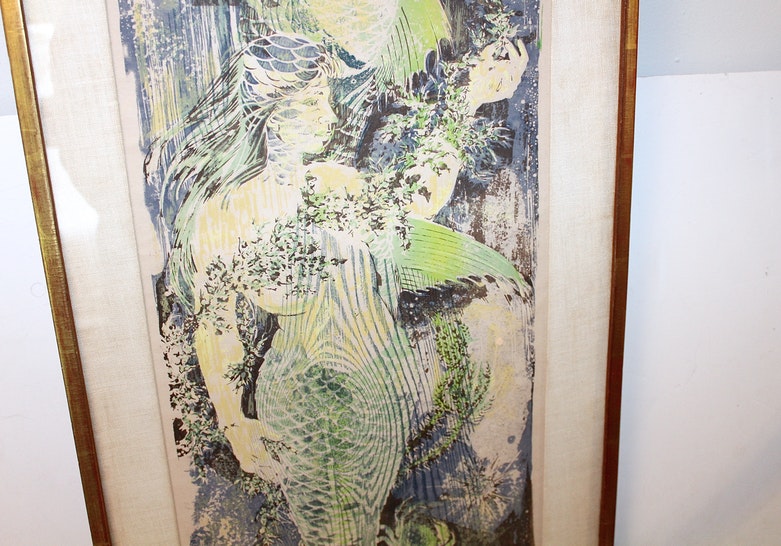 Nancy Remic Limited Edition Wood Block Print of Mermaids
