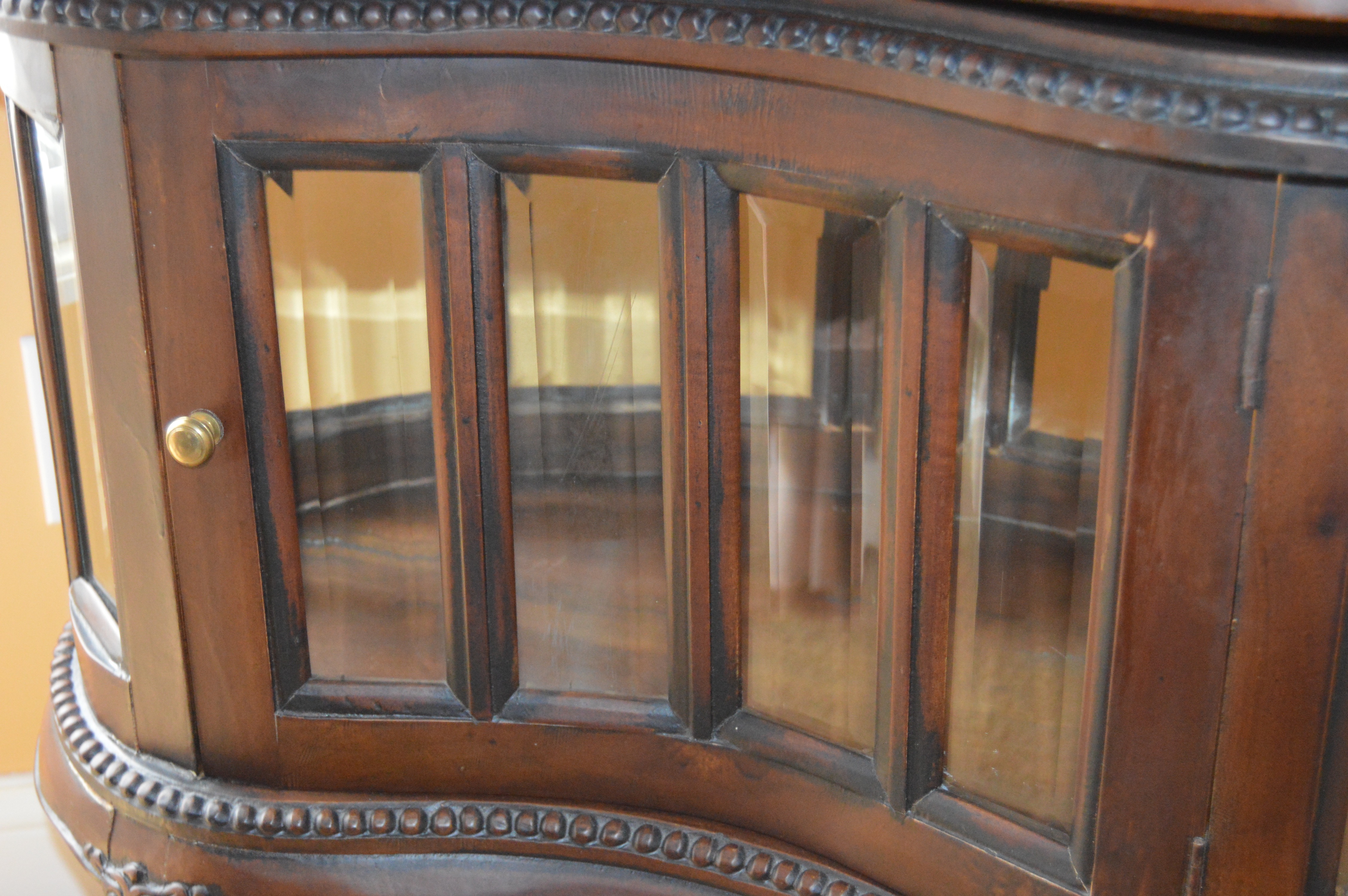 Vintage Kidney Shaped Display Cabinet with Removable Tray