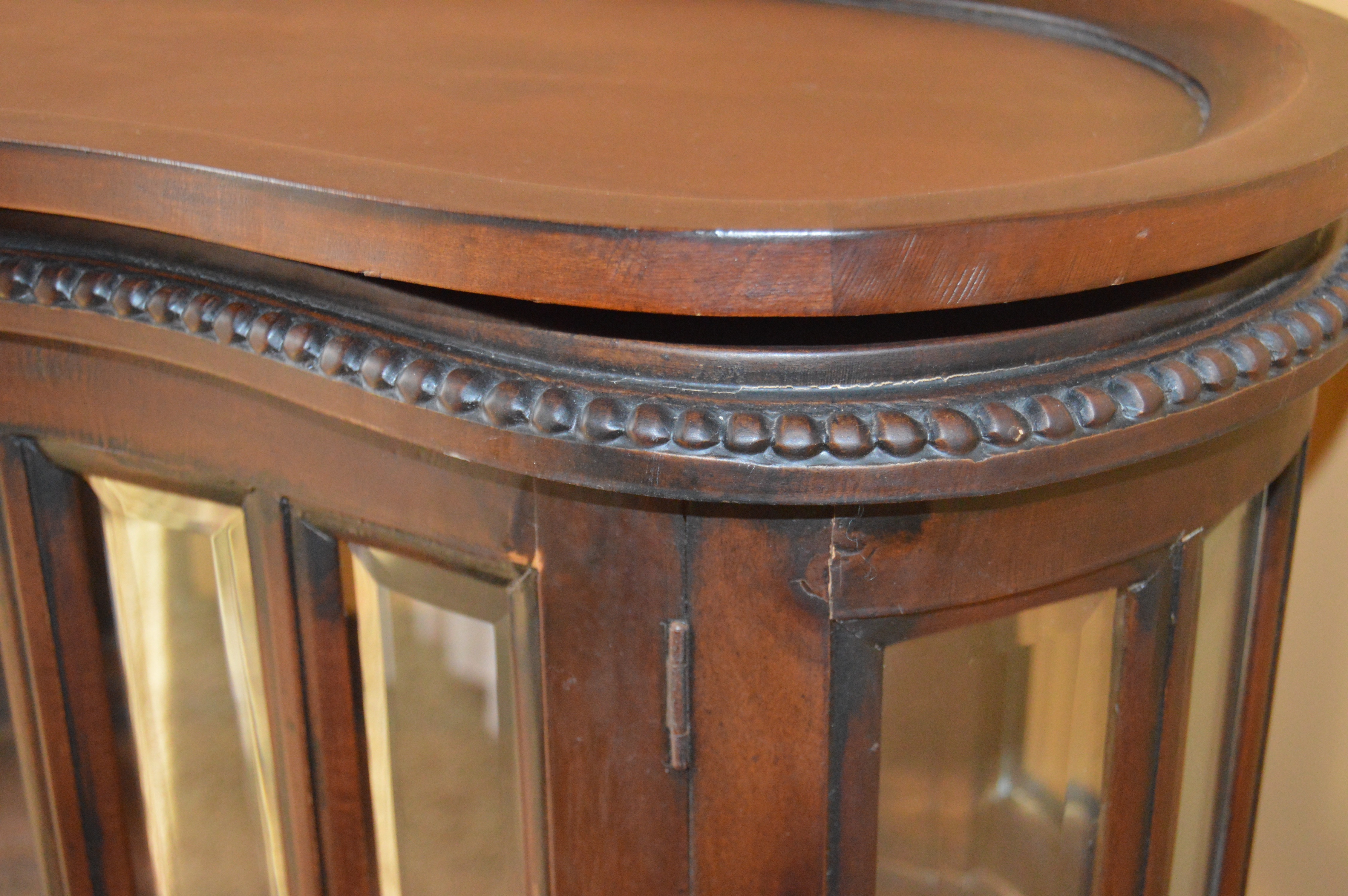 Vintage Kidney Shaped Display Cabinet with Removable Tray